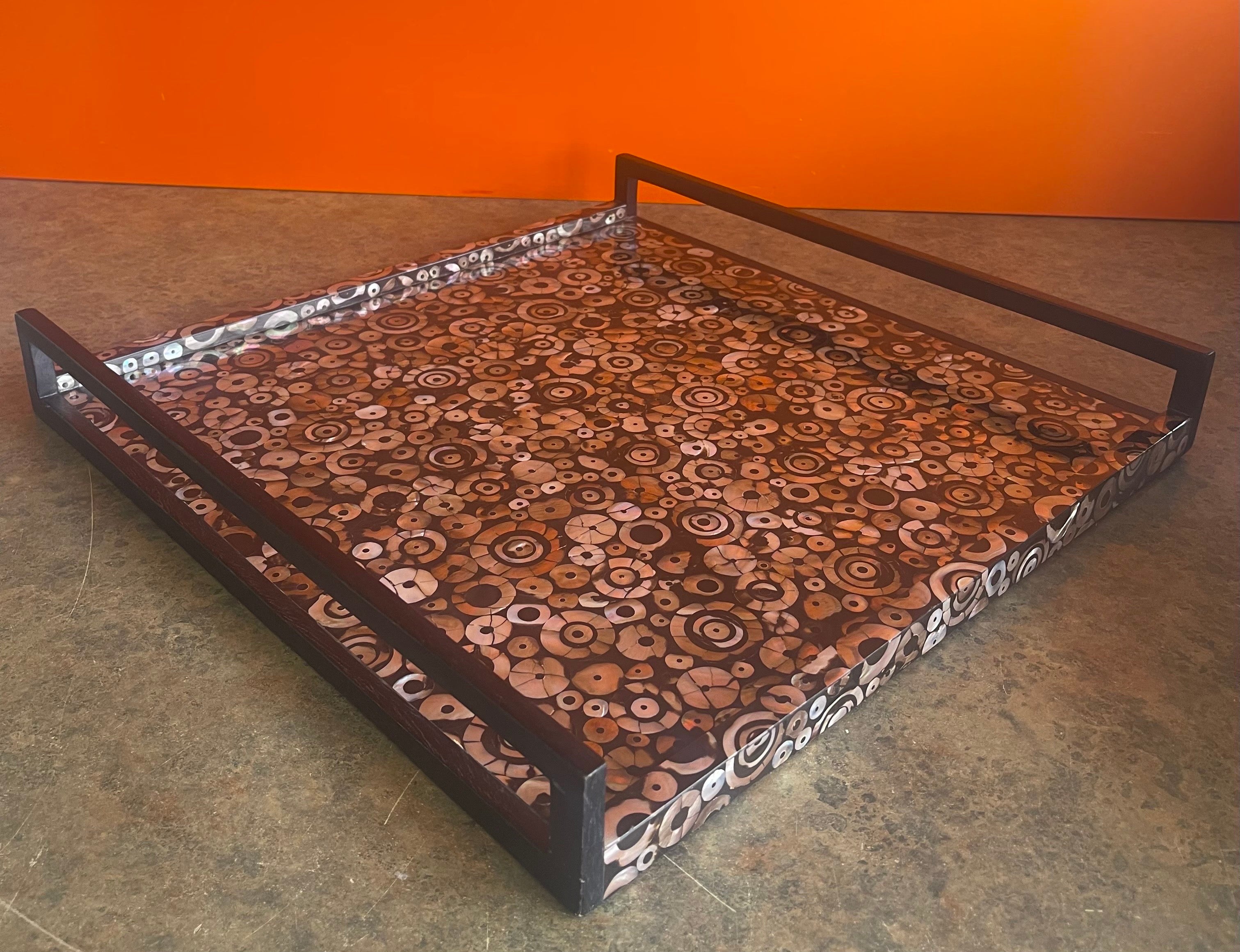 Incredible mixed exotic contemporary serving tray by R&Y Augousti of Paris, circa 2000s. The tray is in very good vintage condition and measure 17.75