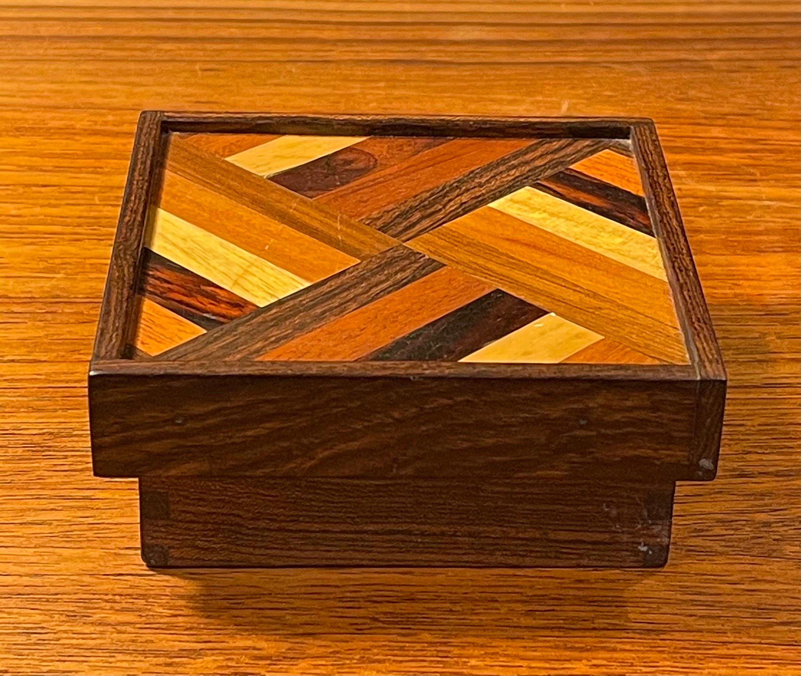 Mid-Century Modern Mixed Exotic Wood Trinket Box by Don Shoemaker