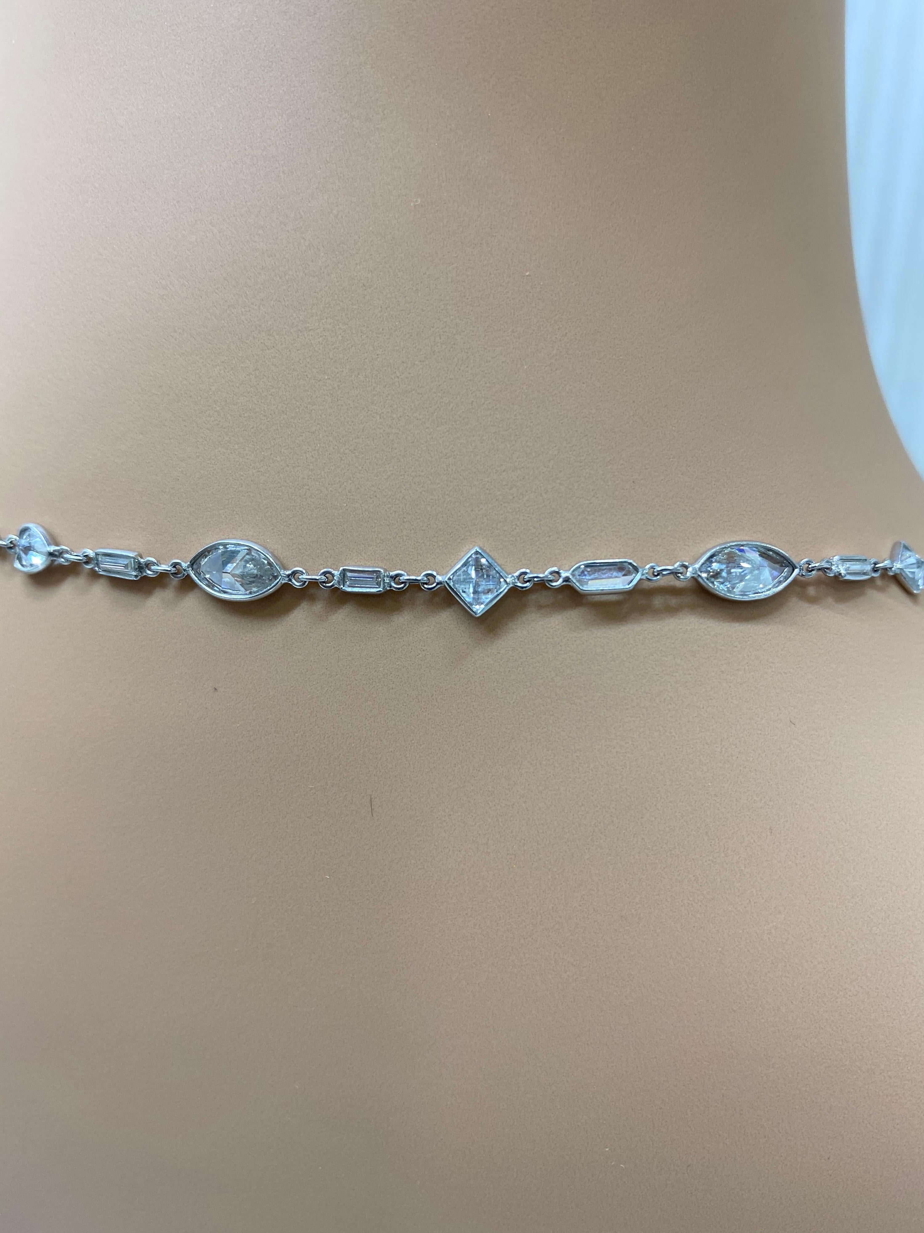 Mixed Fancy Cut Platinum “Diamonds- By-The-Yard” Haute’ Chain In Excellent Condition In New York, NY