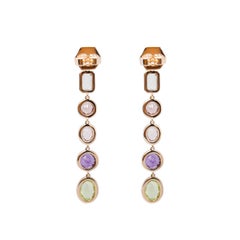 Mixed Gemstone Earrings in 18k Rose Gold and Diamonds