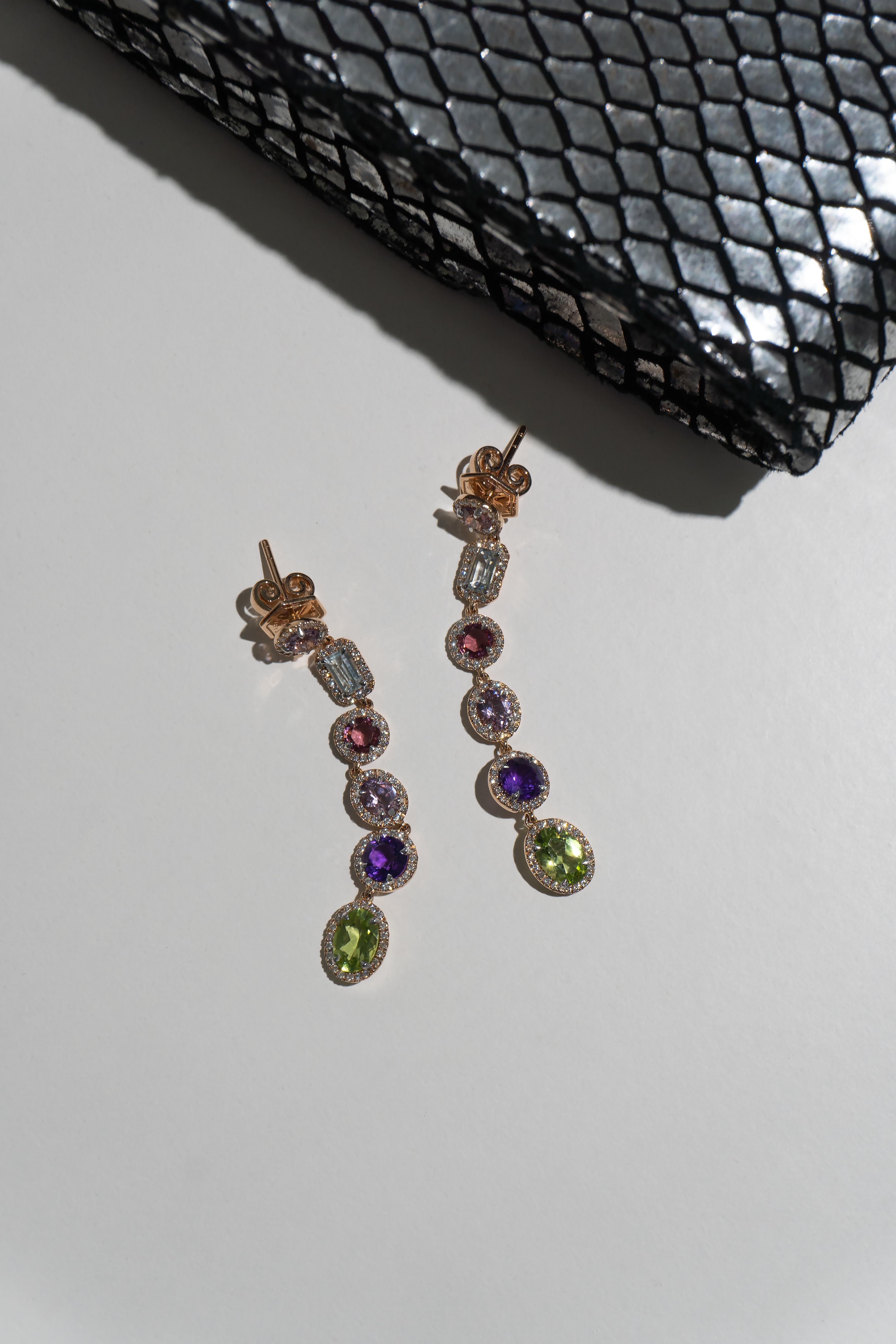 rose gold gemstone earrings