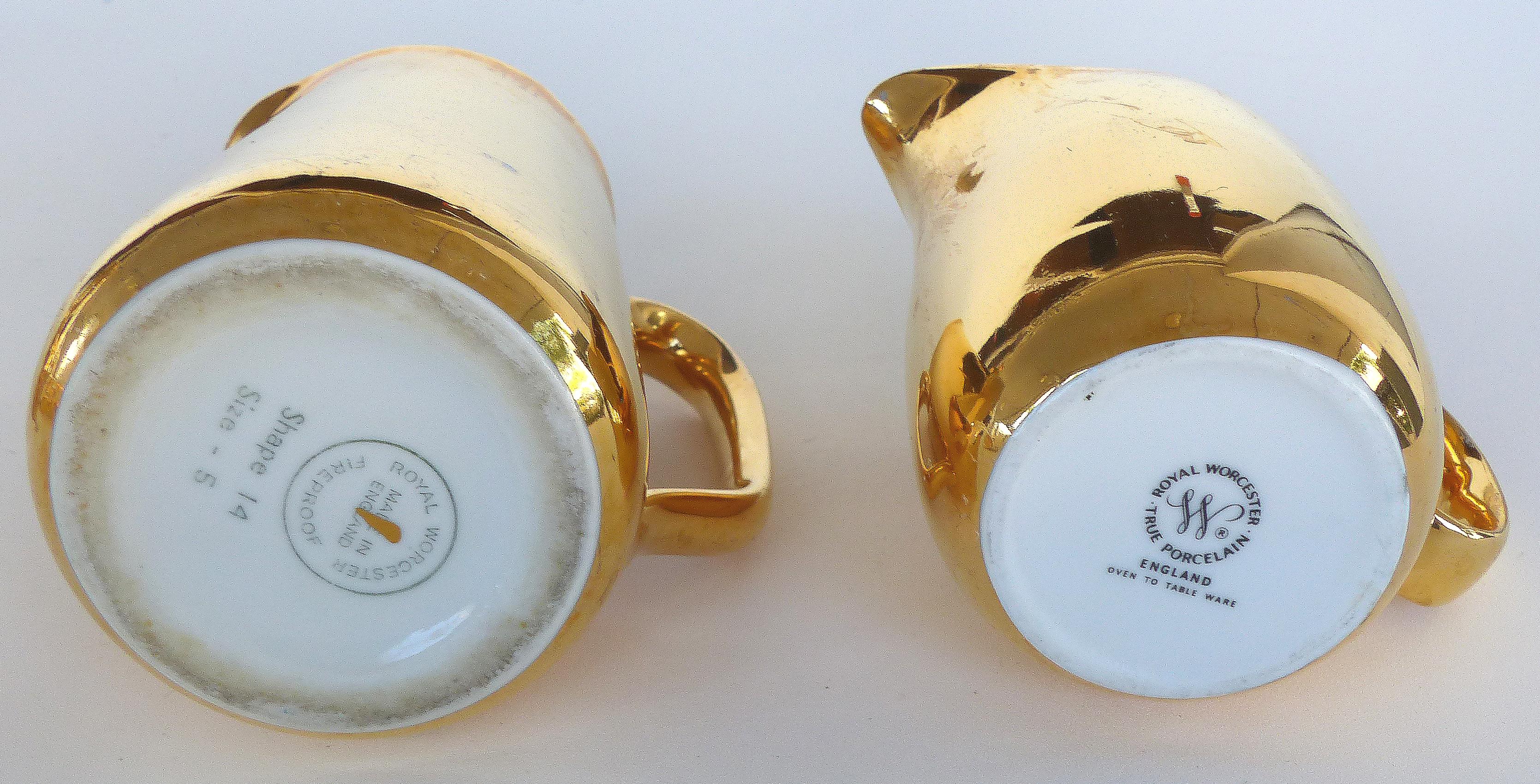 20th Century Mixed Gold Luster Coffee Set from Pillivuyt of France and Royal Worchester For Sale