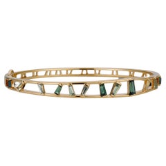 JV Insardi Mixed Green Sapphire 18kt Gold Bangle