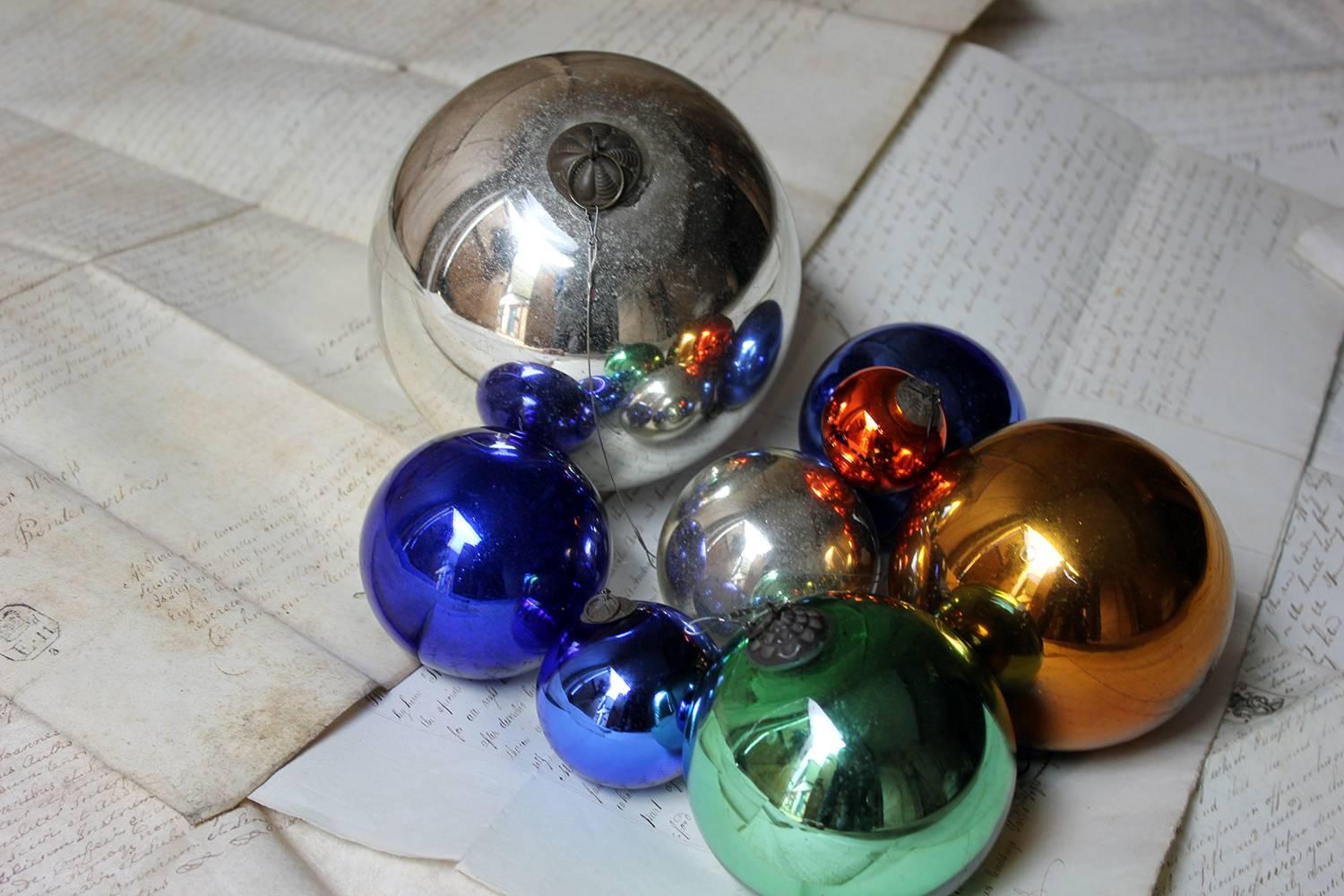 Mixed Group of Eight Victorian Mercury Glass Witches Balls, circa 1900 1