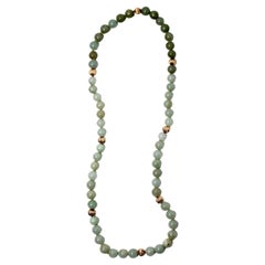 Mixed Jade & 14k Gold Beaded Necklace circa 1970s