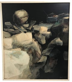 Peinture abstraite mixte de l'artiste californien Alexander Nepote:: datée de 1962