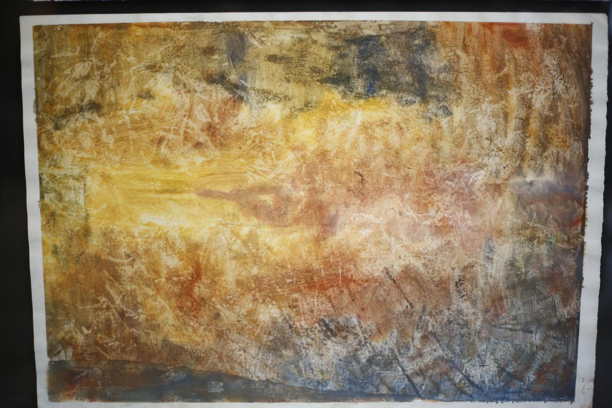 Canvas Mixed Media Abstract Painting by Philip Wiseman -1 For Sale