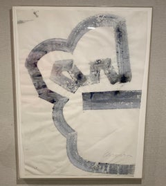 Mixed-Media Abstract Painting on Paper, Lucite Box Frame, Signed by Artist