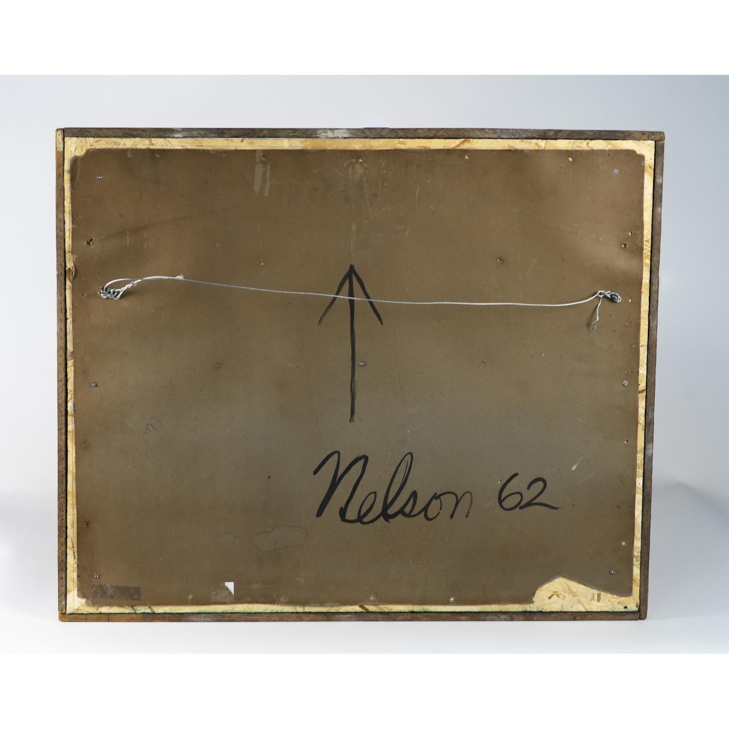 Mixed-Media Abstract, Signed Nelson, Dated 1962 on Verso In Good Condition For Sale In Waltham, MA