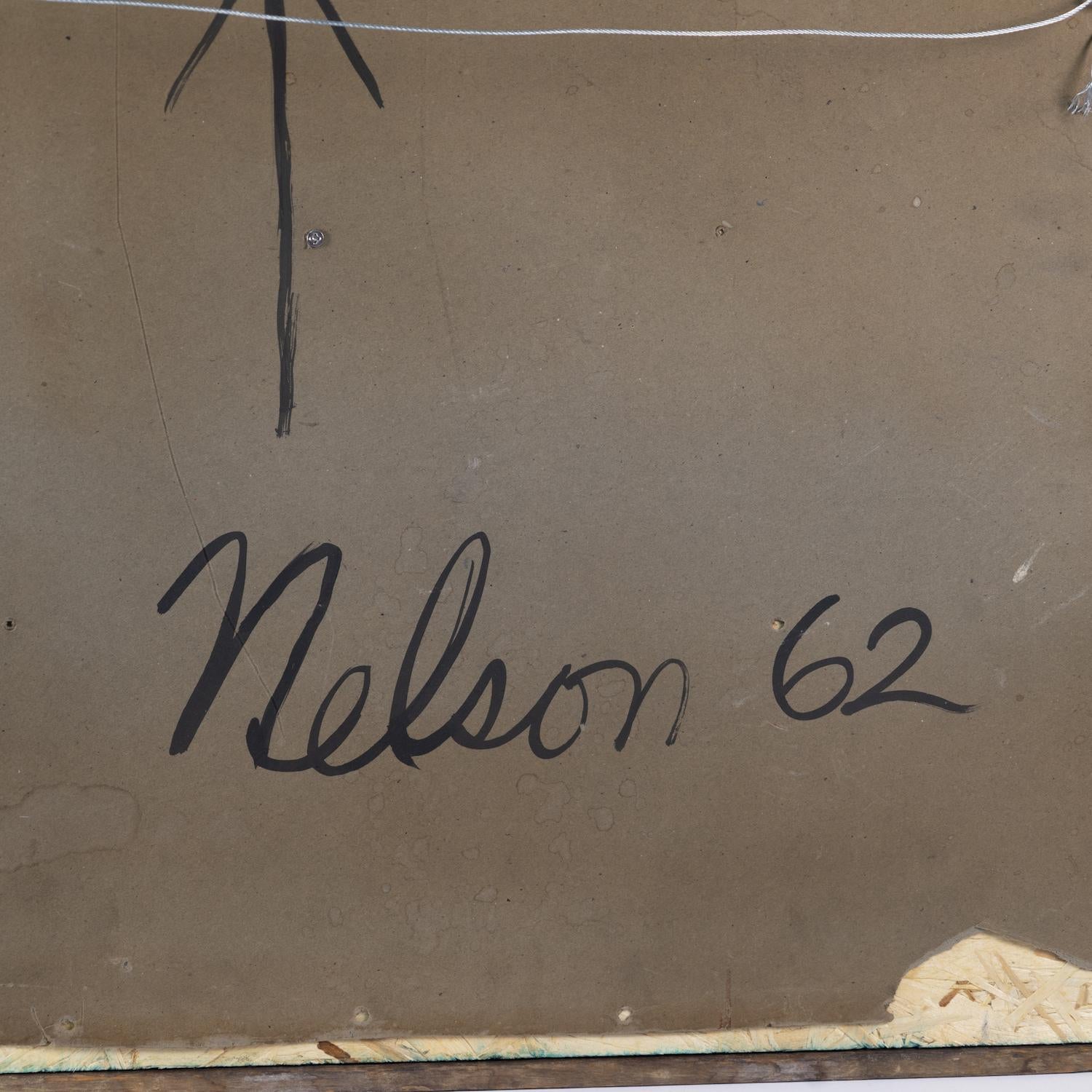 Copper Mixed-Media Abstract, Signed Nelson, Dated 1962 on Verso For Sale