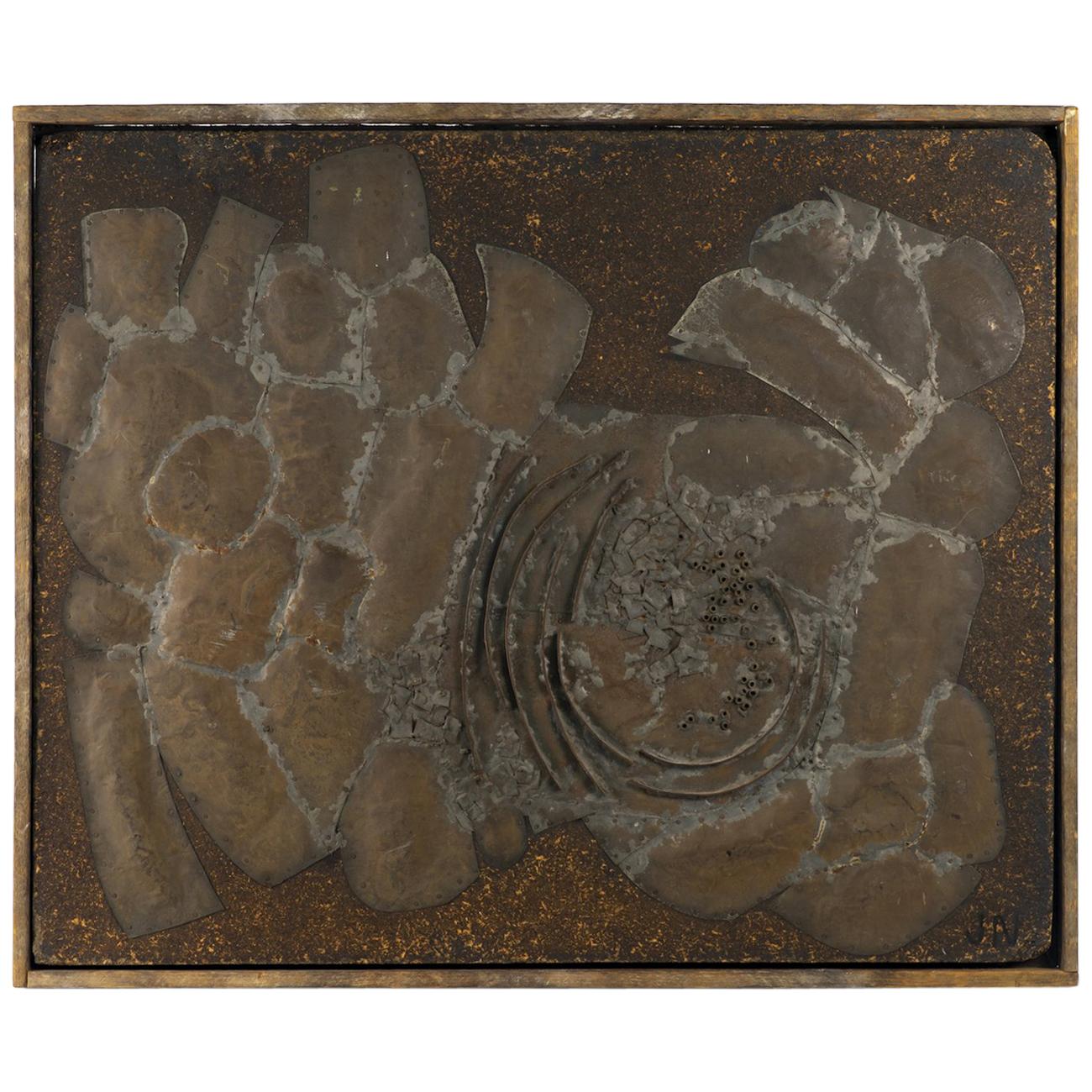 Mixed-Media Abstract, Signed Nelson, Dated 1962 on Verso For Sale
