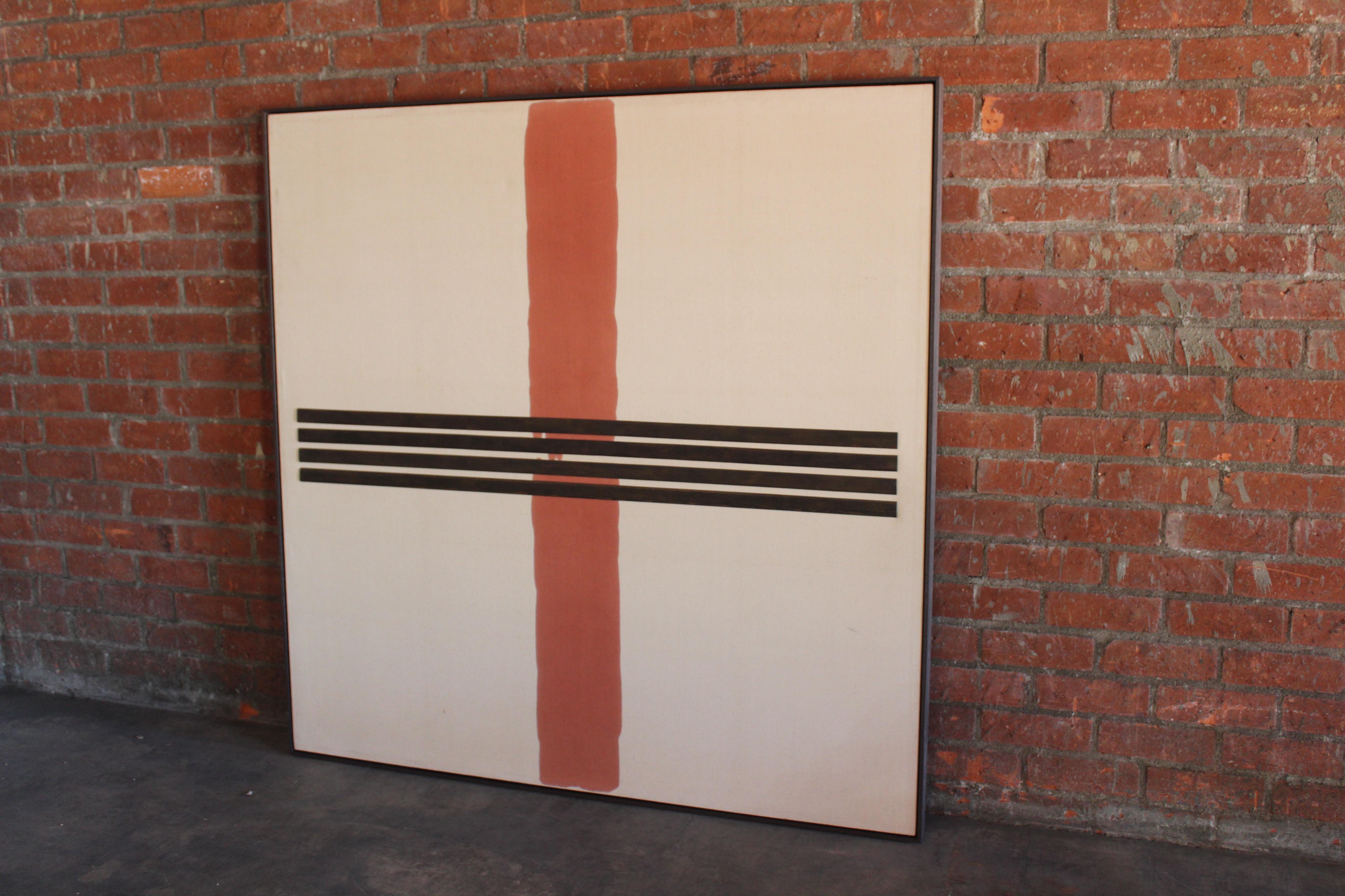 Mixed-Media Canvas Art Piece by Brittish Artist Bruce Tippett, England, 1963 In Good Condition In Los Angeles, CA