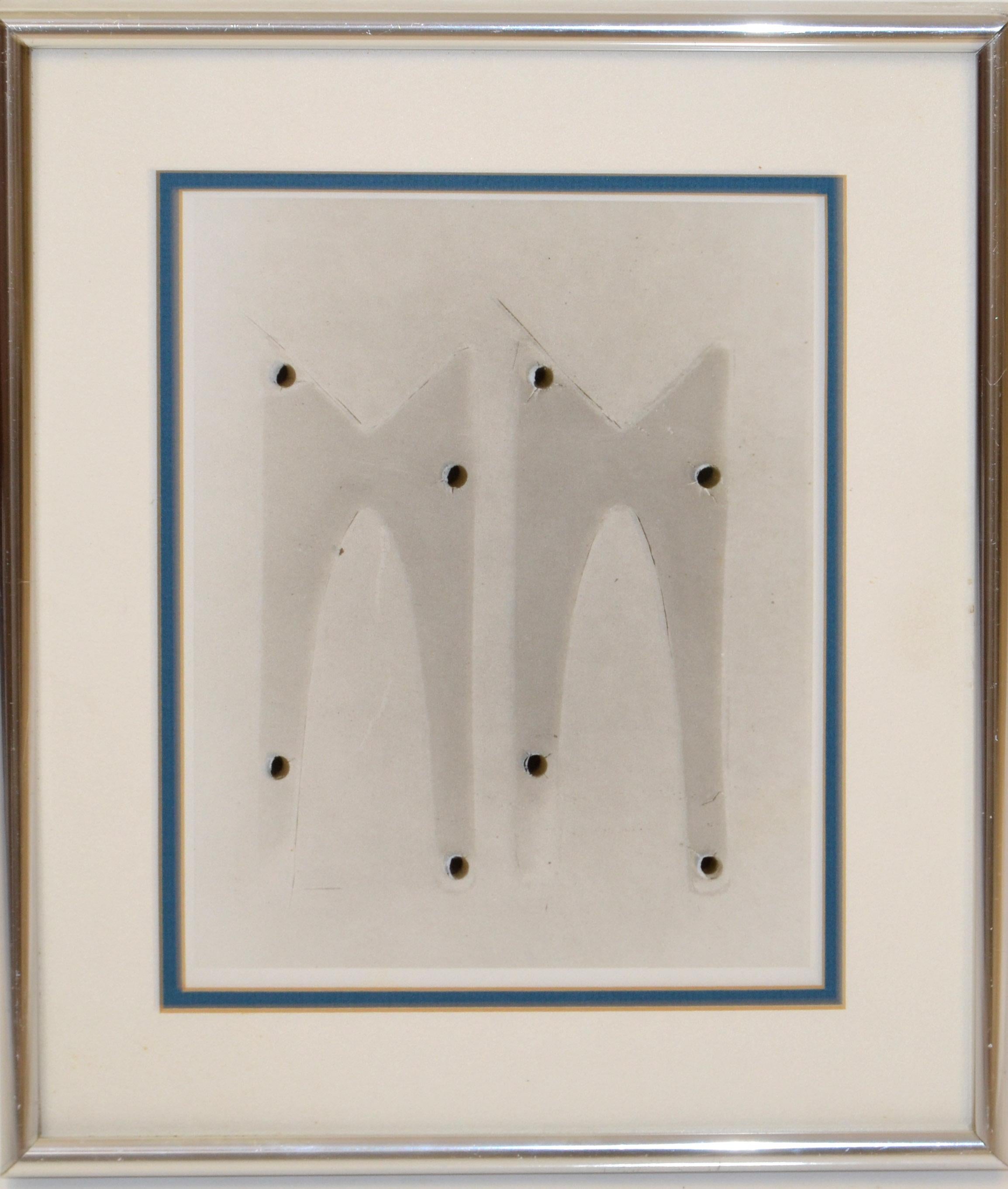 Mixed Media Chrome Framed Paper Cut Art Mid-Century Modern, 1980s In Good Condition For Sale In Miami, FL