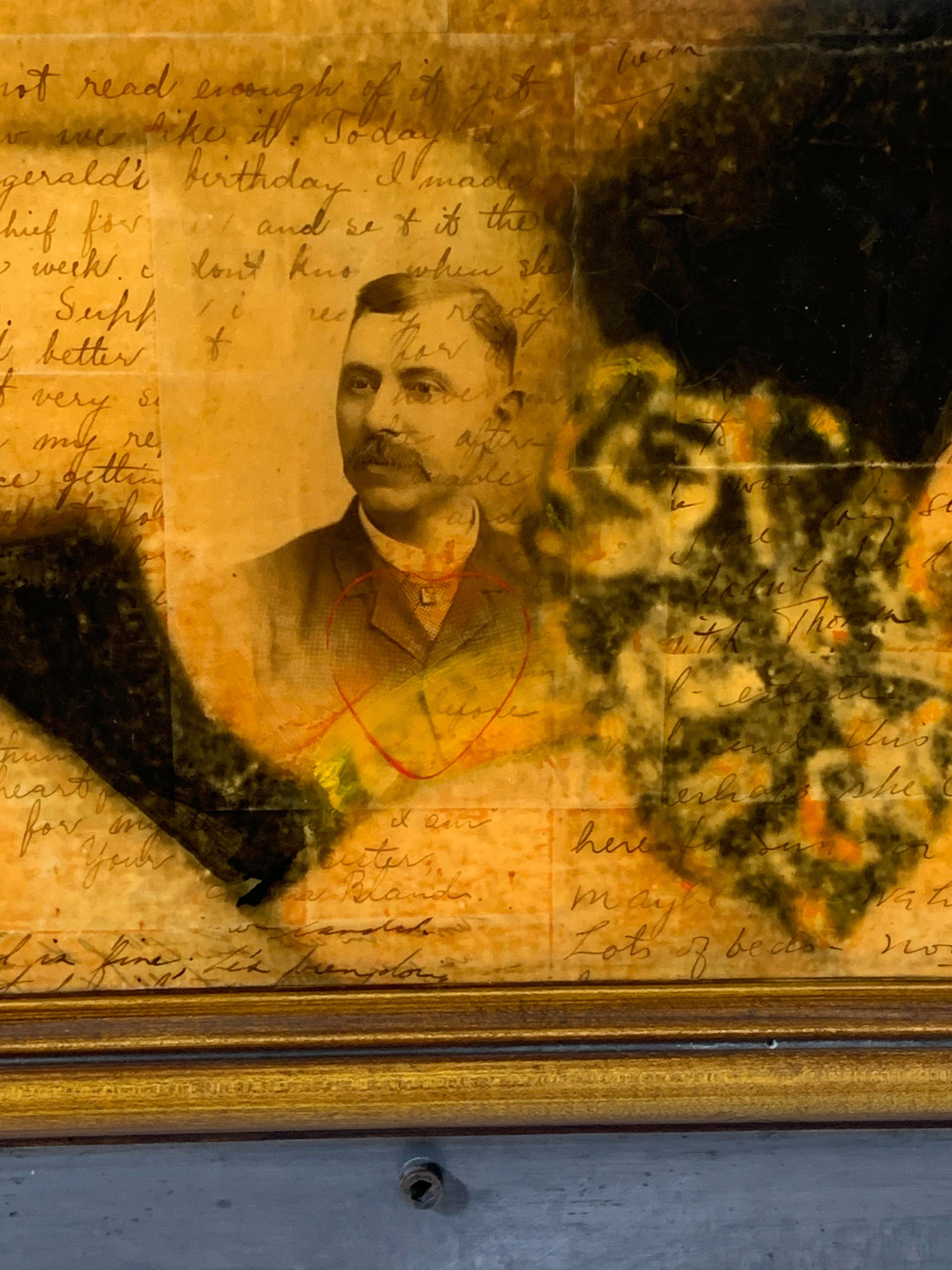 Mixed Media Collage of Antique Photographs and Letters by Ben Freeman In Good Condition For Sale In Peabody, MA