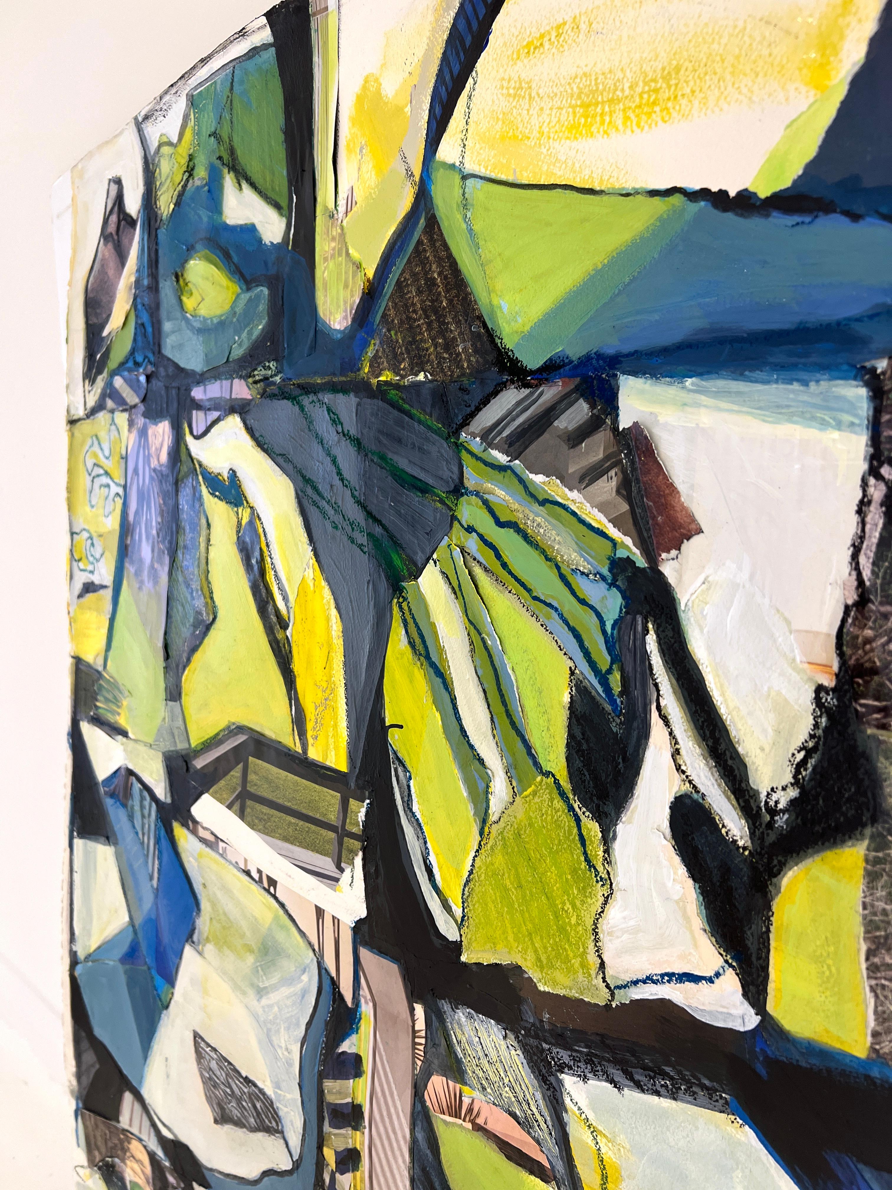 Paint Mixed Media Collage on Paper by Susan E. Wolfe For Sale