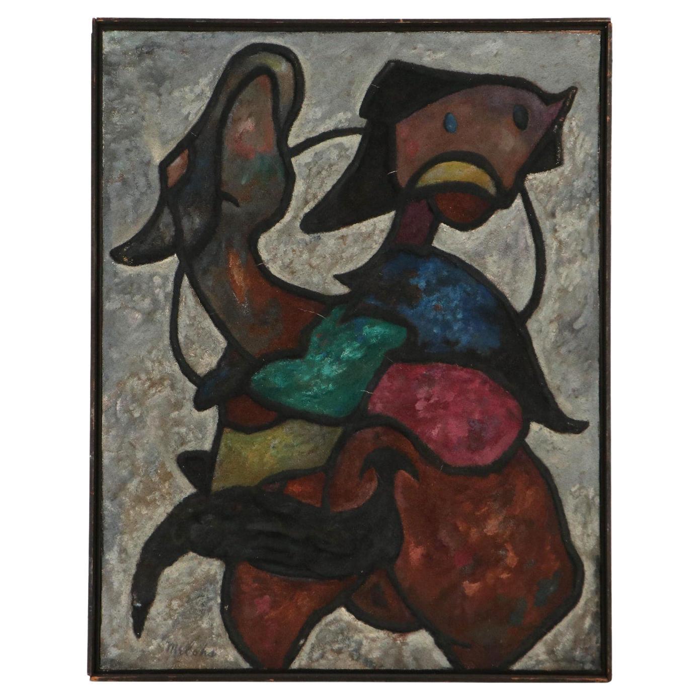Composizione a tecnica mista "Cavaliere del deserto".  di Charles Melohs, circa 1956 in vendita