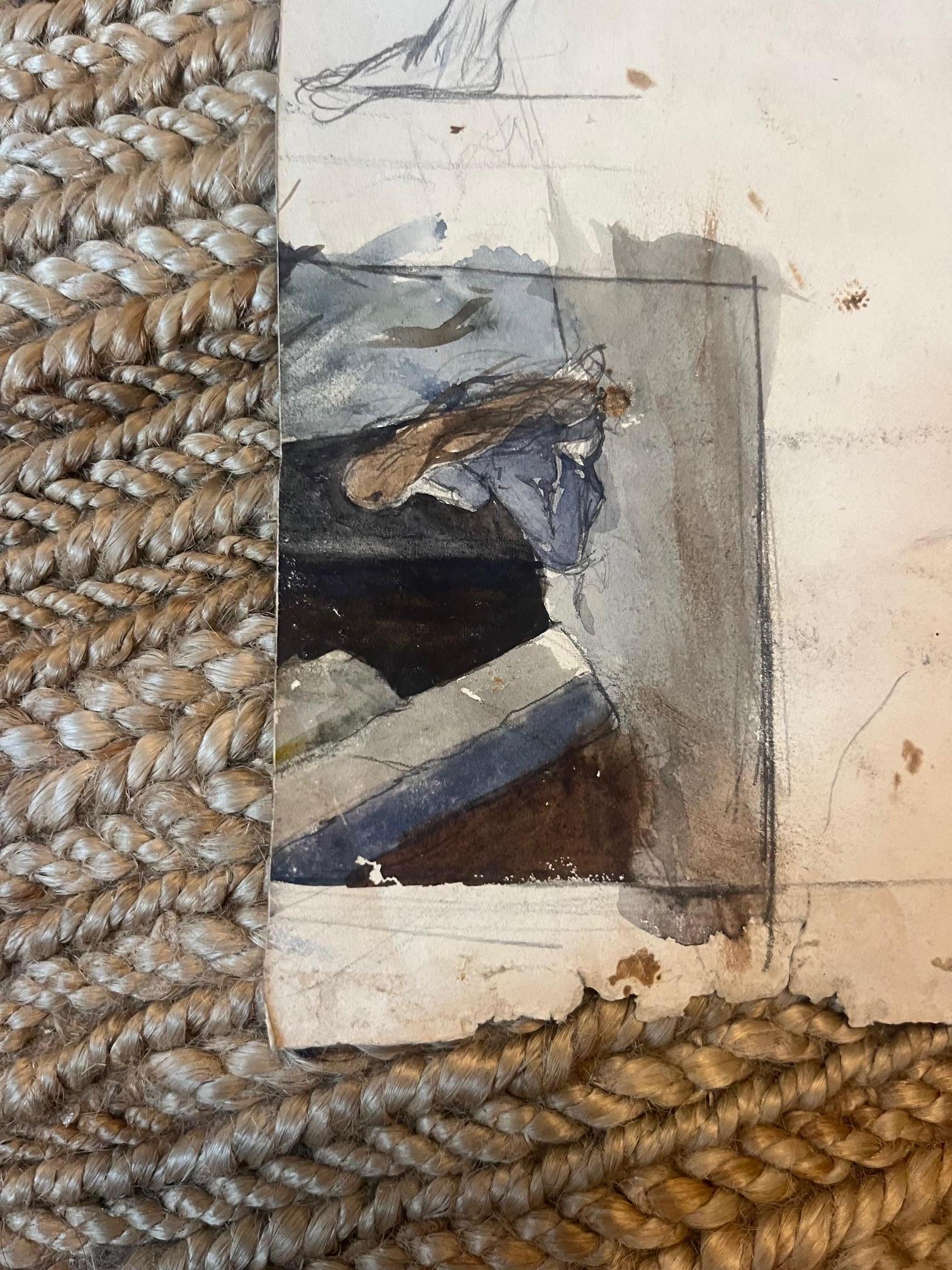 Mixed Media-Figurenskizze auf Papier (Nordamerikanisch) im Angebot