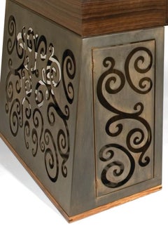Mixed-Media Scroll-Work Patinated Steel and Macassar Ebony Desk