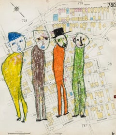 Mixed-Media Folk Art Pastel Artwork by Karl Mullen (Irish/American b. 1954)