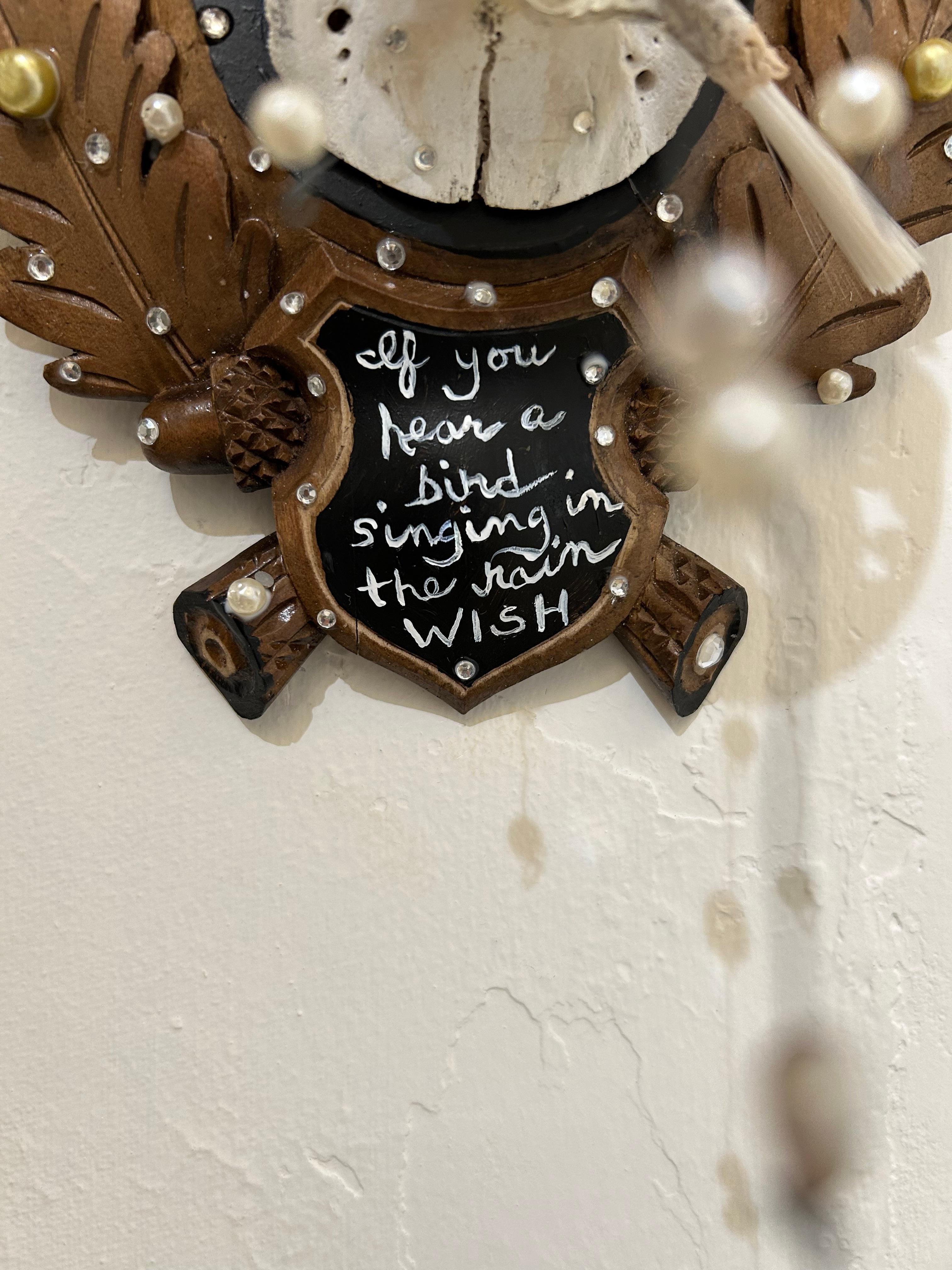 Américain Mixed Media Found Objects for Objects Sculpture murale avec Horns en vente