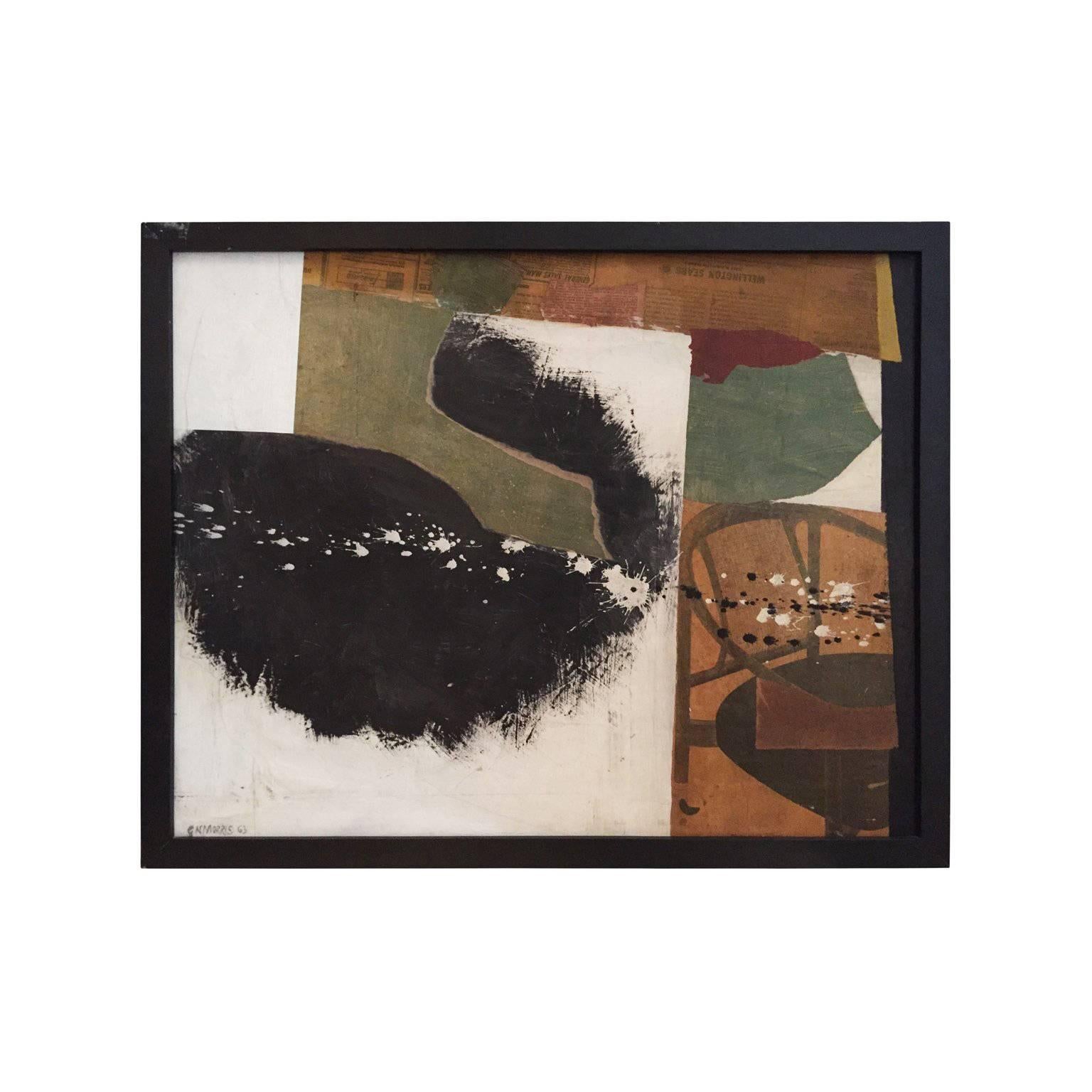 Mixed-Media in White, Green, Black and Brown Tones by George North Morris For Sale