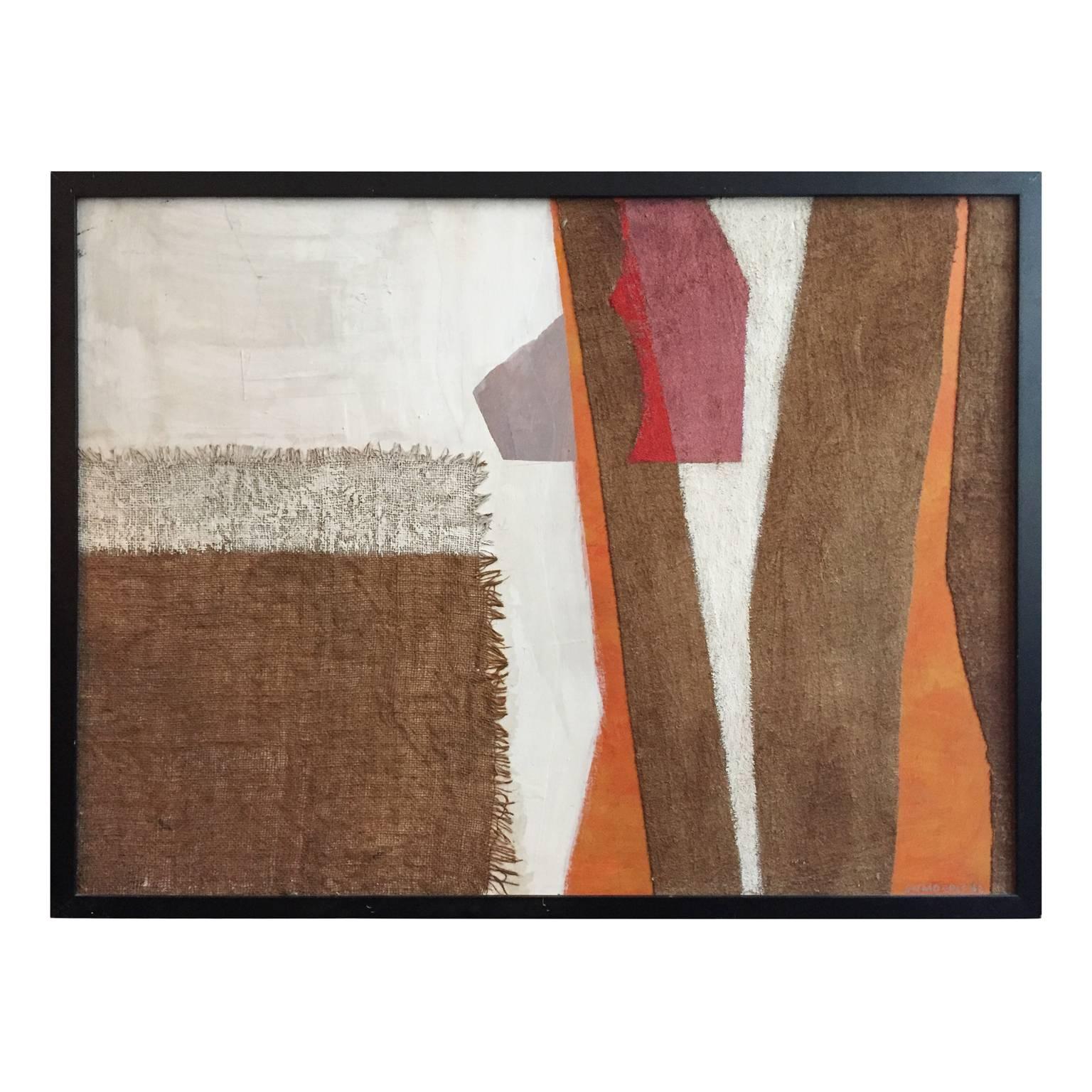 Mixed-Media in White, Orange, Grey and Violet Tones by George North Morris
