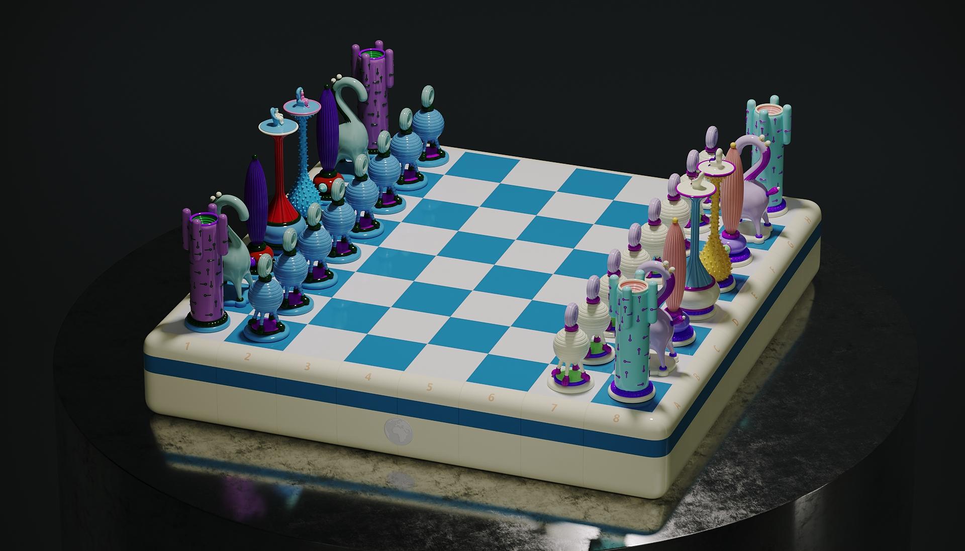 Scacchi in edizione limitata a tecnica mista Another Kingdom:Light Stage di Taras Yoom in vendita 9