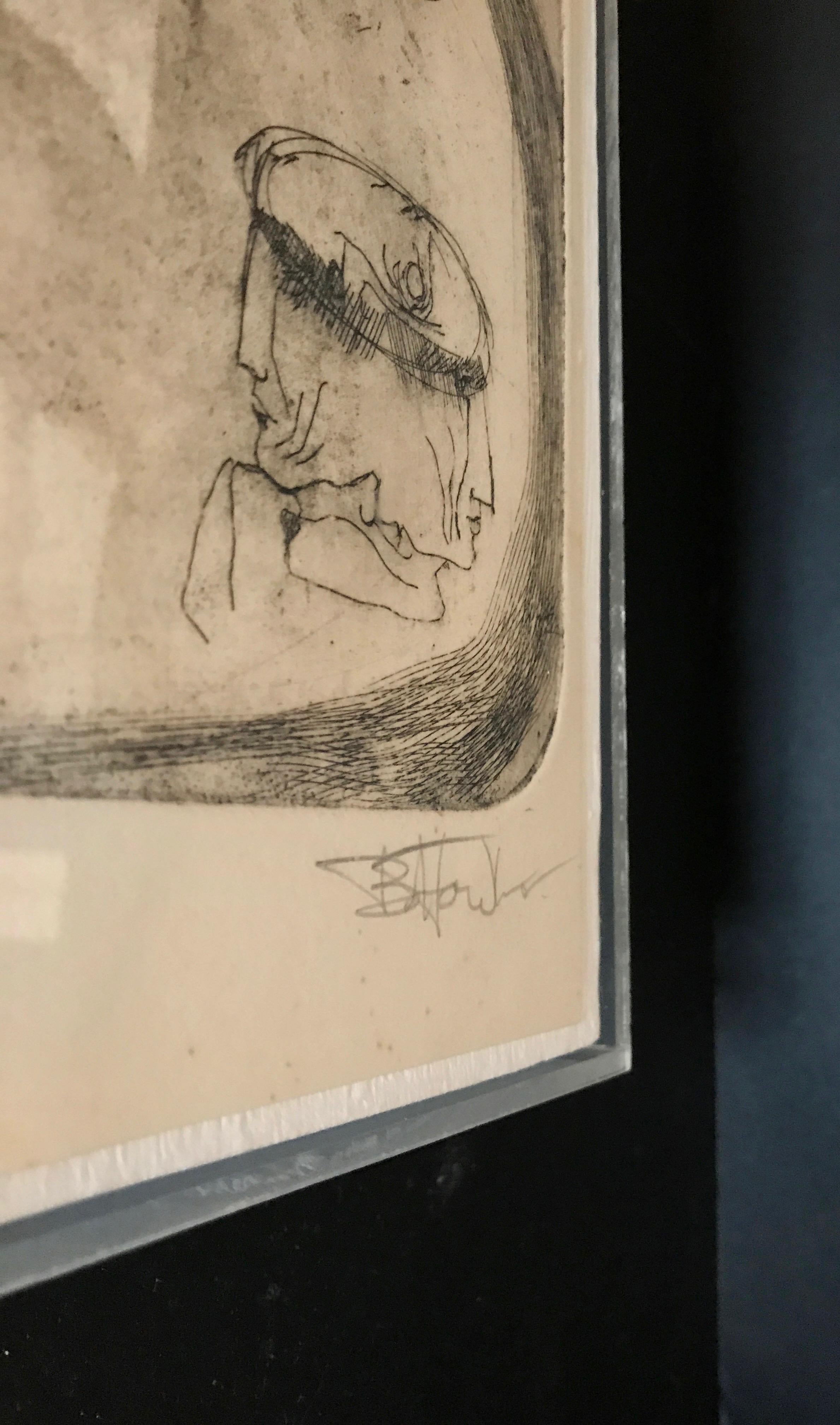 Late 20th Century Mixed-Media Lithograph by Texas Artist Bob Fowler