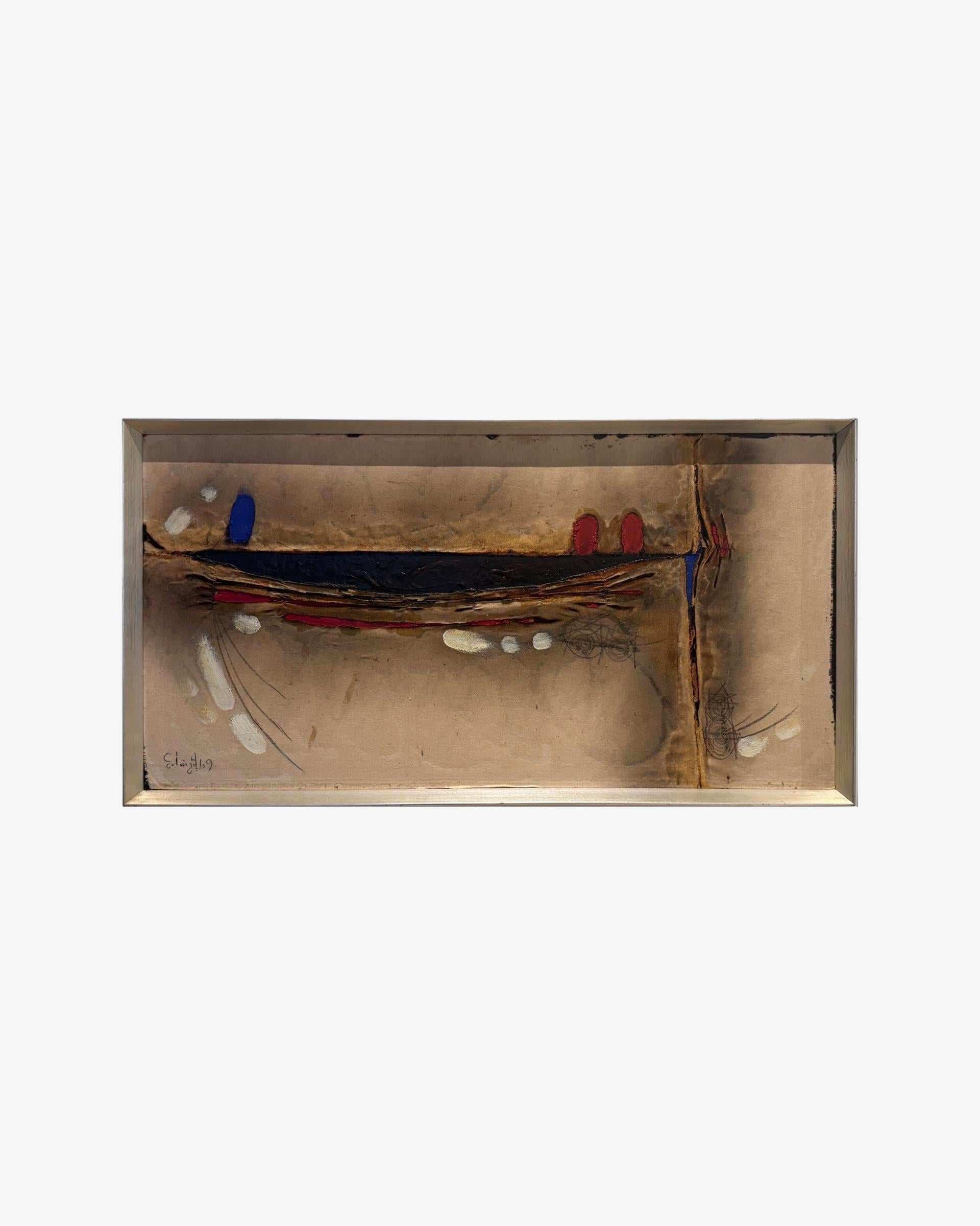 Expressionist Mixed Media on Board by Erling Andersen Danish Artist signed Erling 69, Denmark For Sale