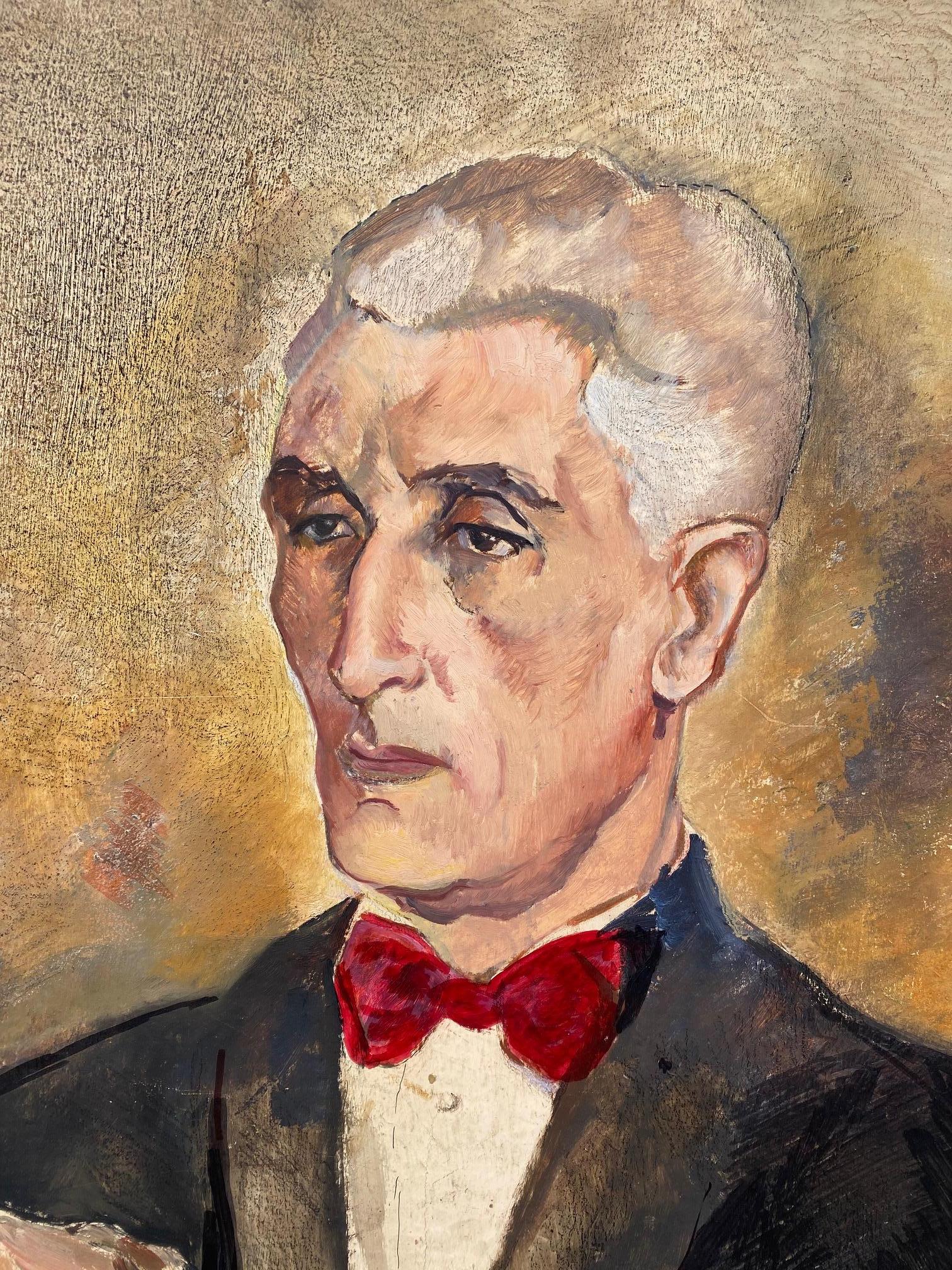 Técnica mixta  a bordo  Retrato de un caballero Por Lucretia Mihail Silion Rumano en venta