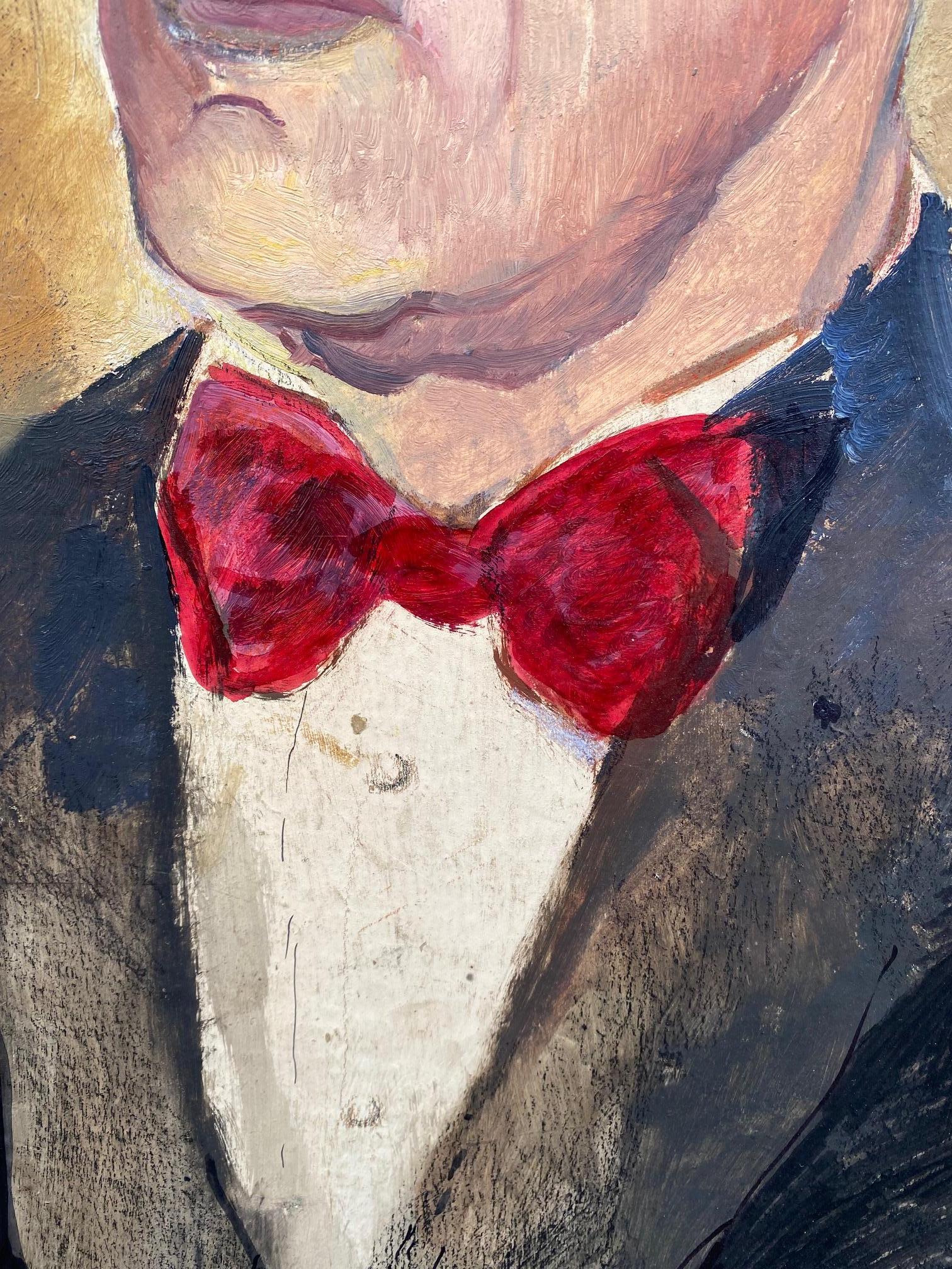 Técnica mixta  a bordo  Retrato de un caballero Por Lucretia Mihail Silion mediados del siglo XX en venta