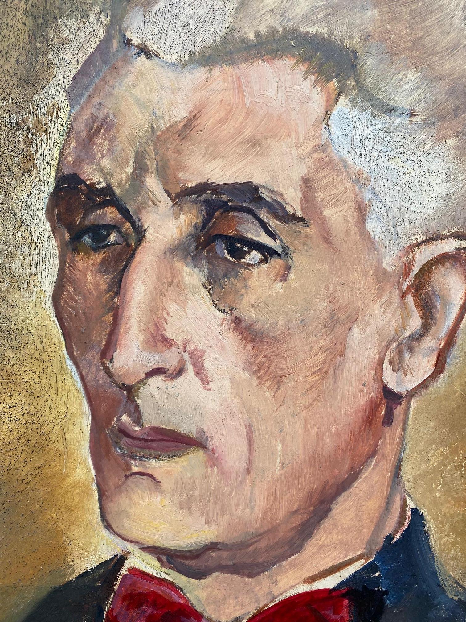 Técnica mixta  a bordo  Retrato de un caballero Por Lucretia Mihail Silion Pintura en venta