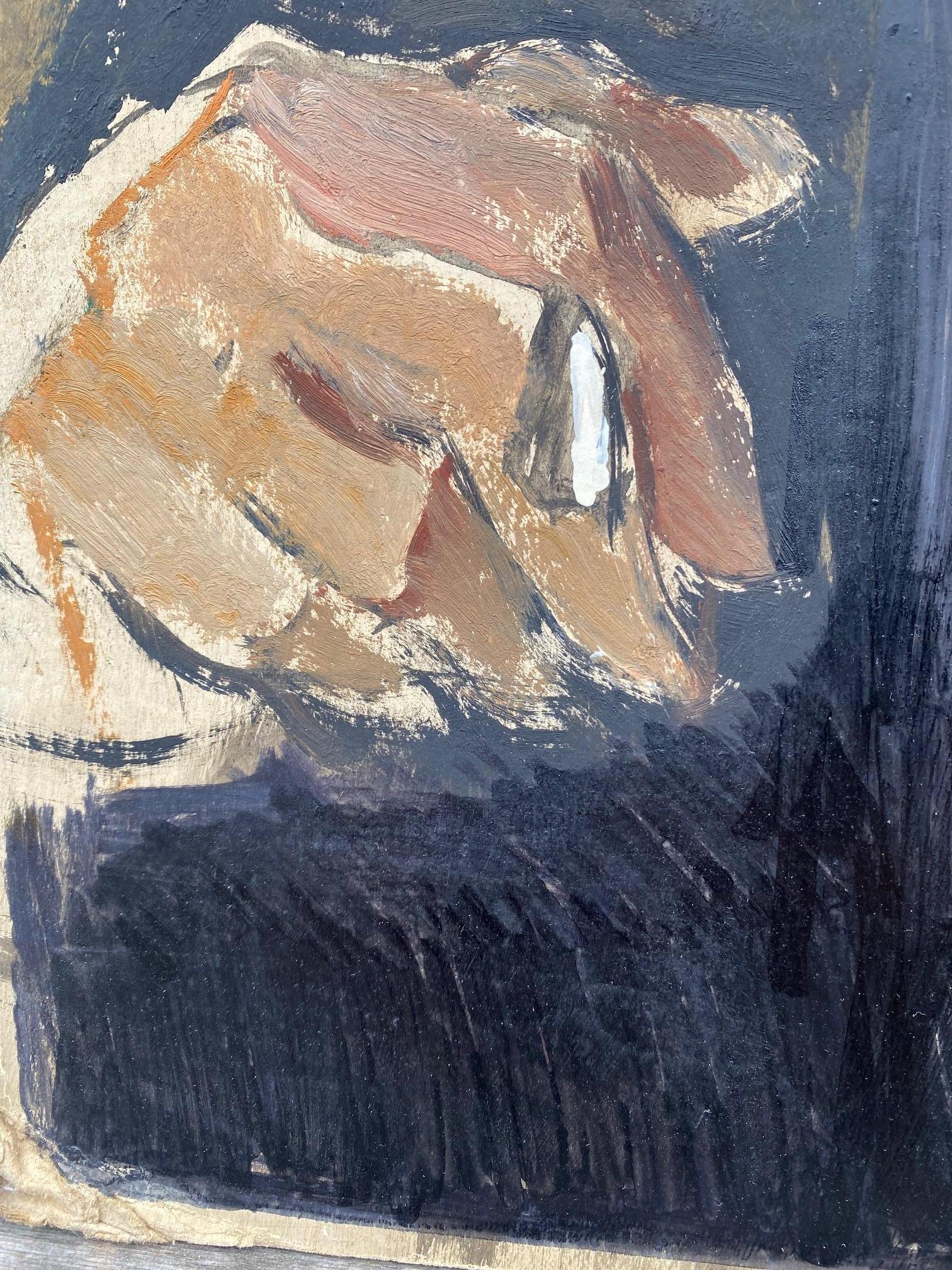 Técnica mixta  a bordo  Retrato de un caballero Por Lucretia Mihail Silion en venta 2