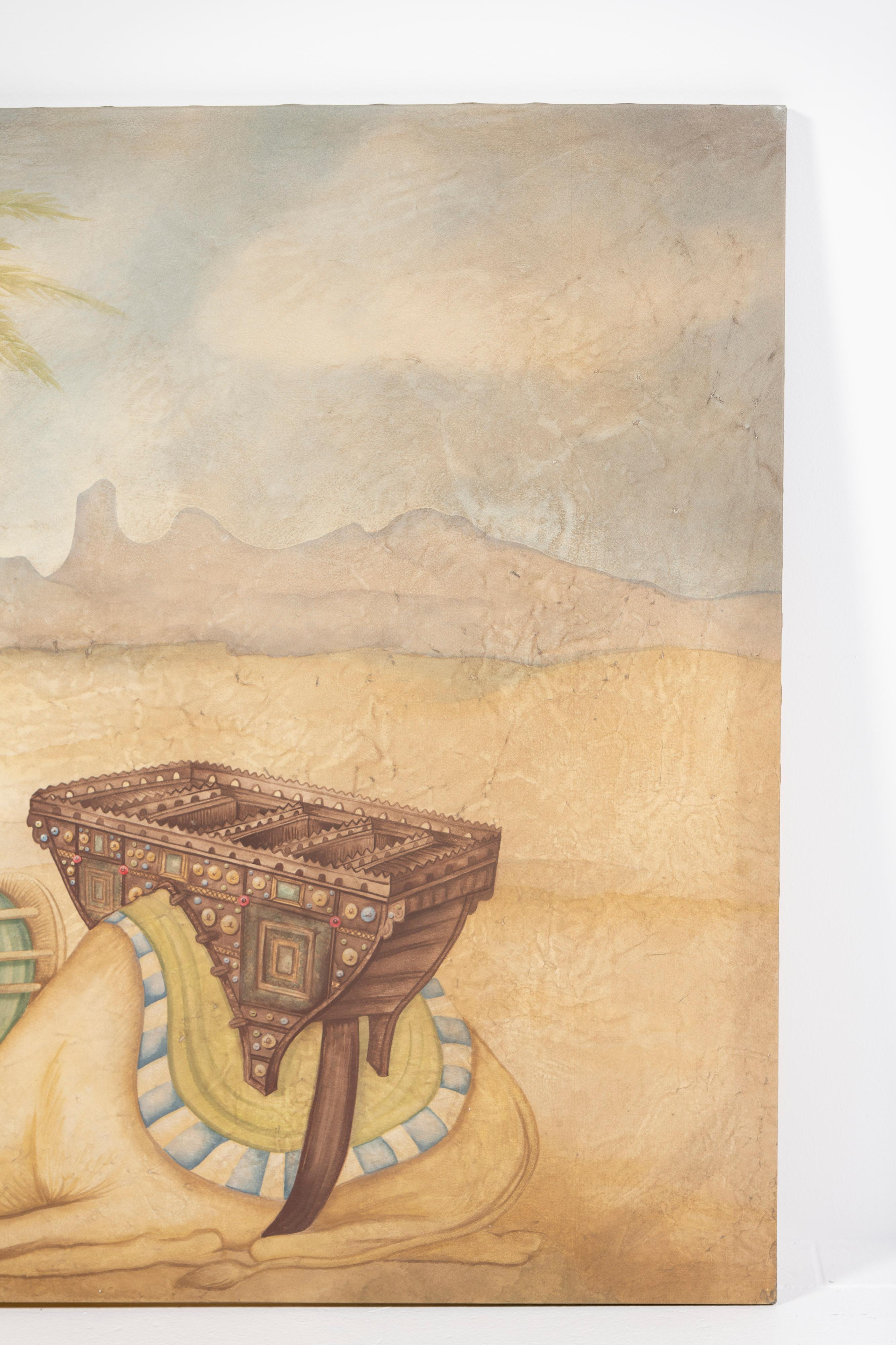20ième siècle Technique mixte sur toile, scène du désert d'Arabie, pastel, sans cadre, artiste Unknown en vente
