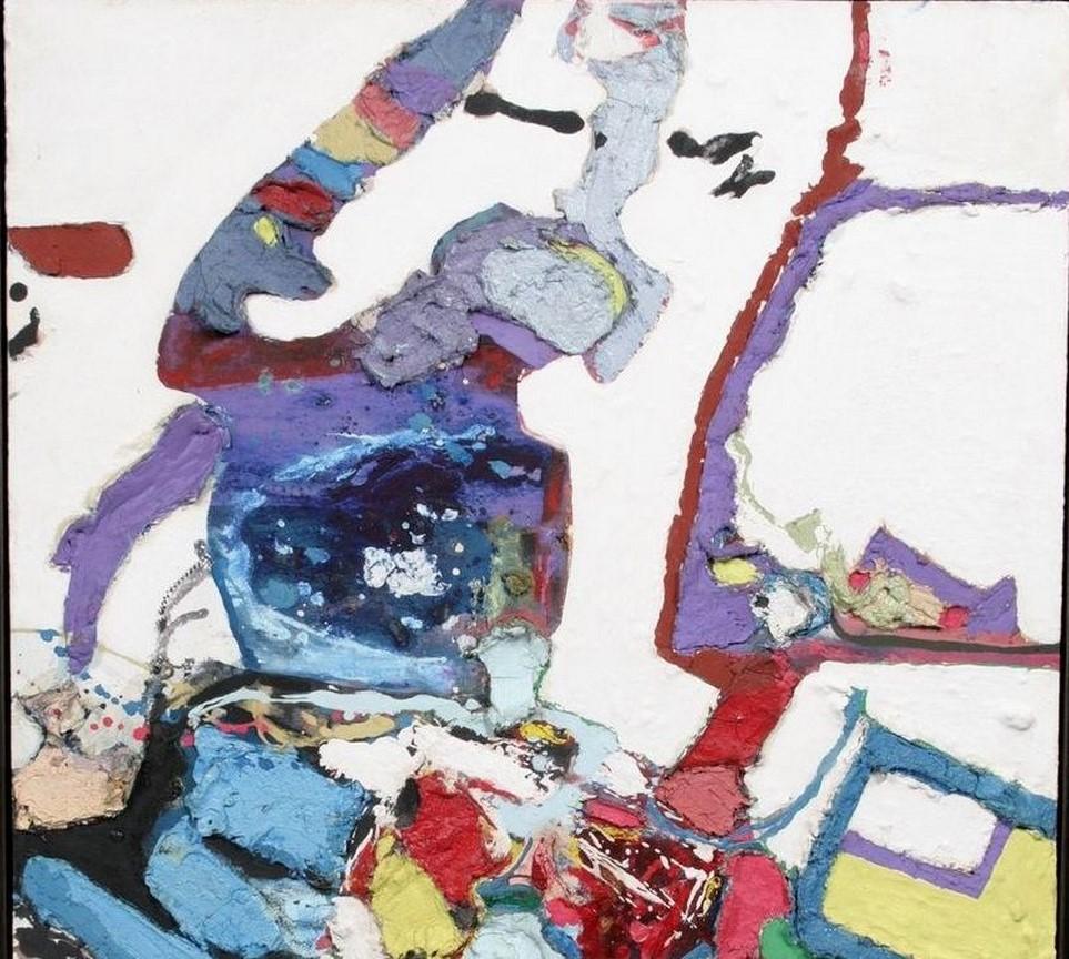 Mid-Century moderno Pittura a tecnica mista di Louis Schiavo in vendita