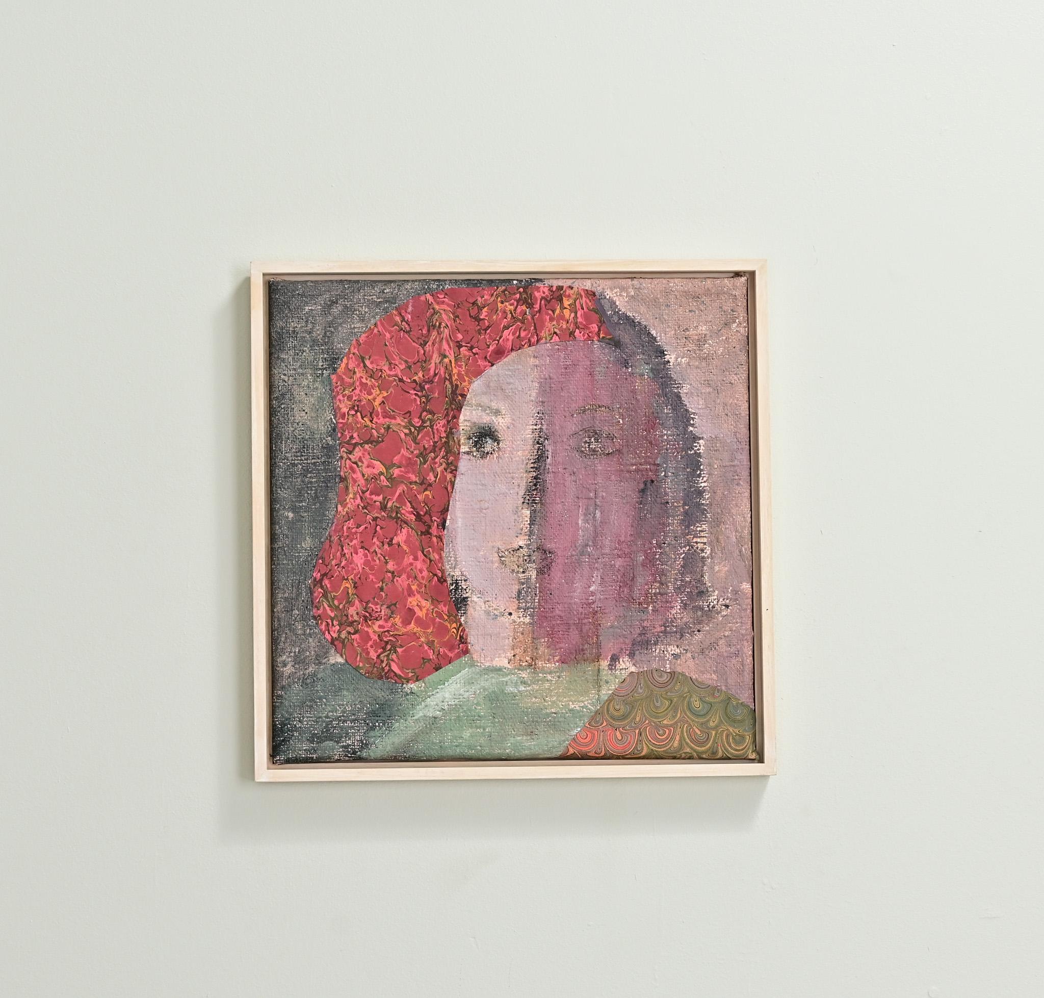 Modern Mixed Media Painting of a Lady Face For Sale