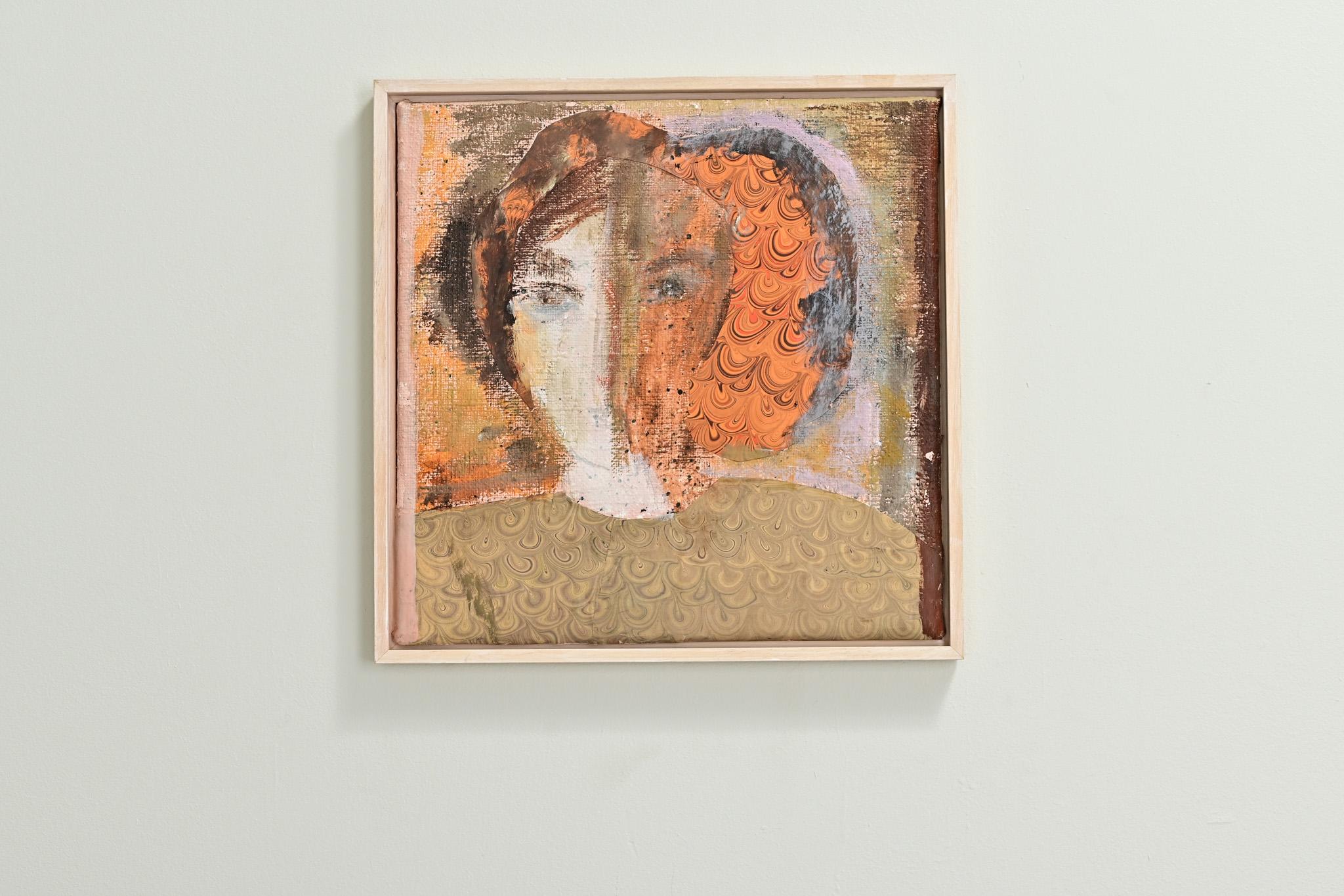 Modern Mixed Media Painting of a Lady Face For Sale
