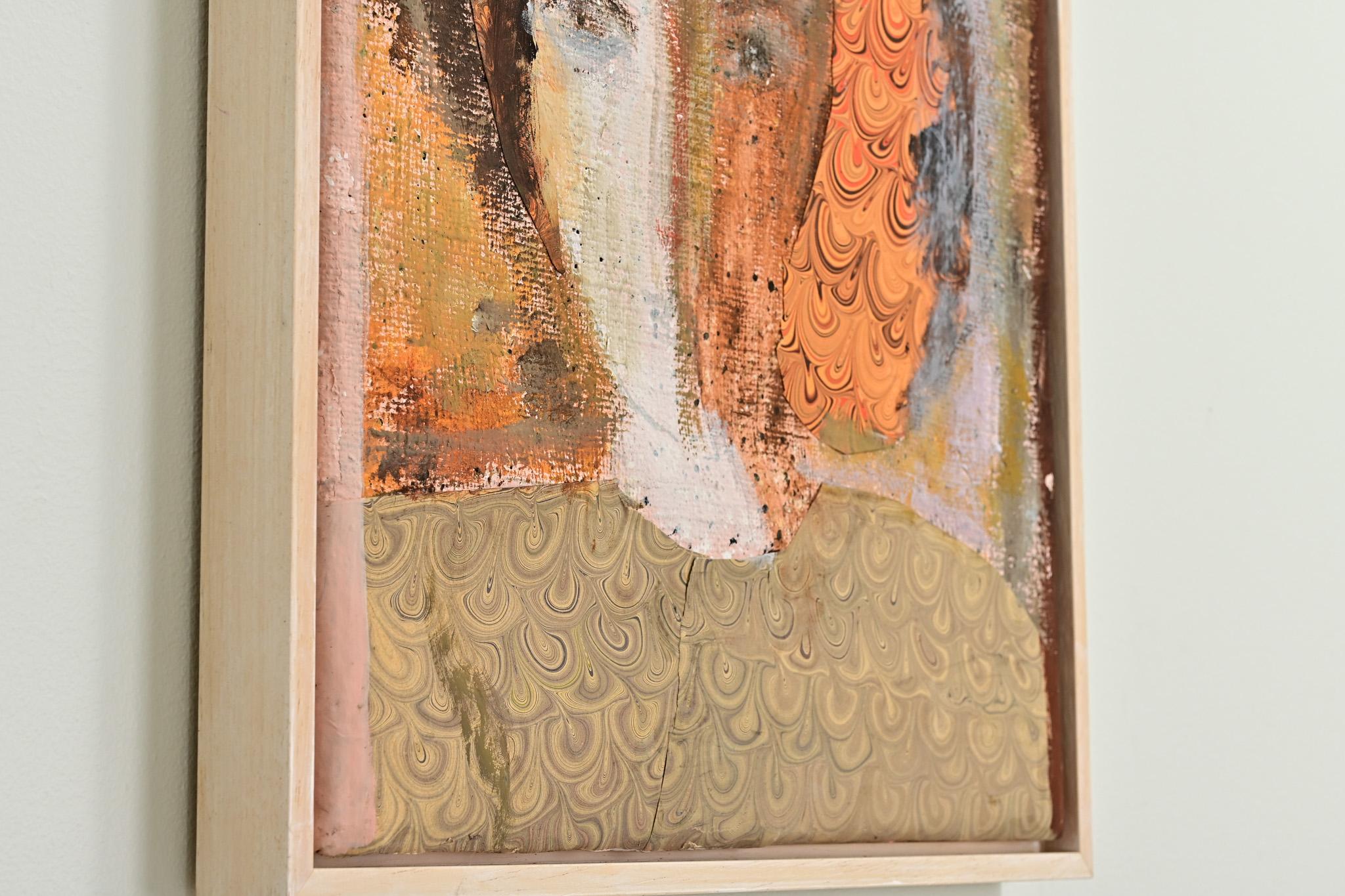 French Mixed Media Painting of a Lady Face For Sale
