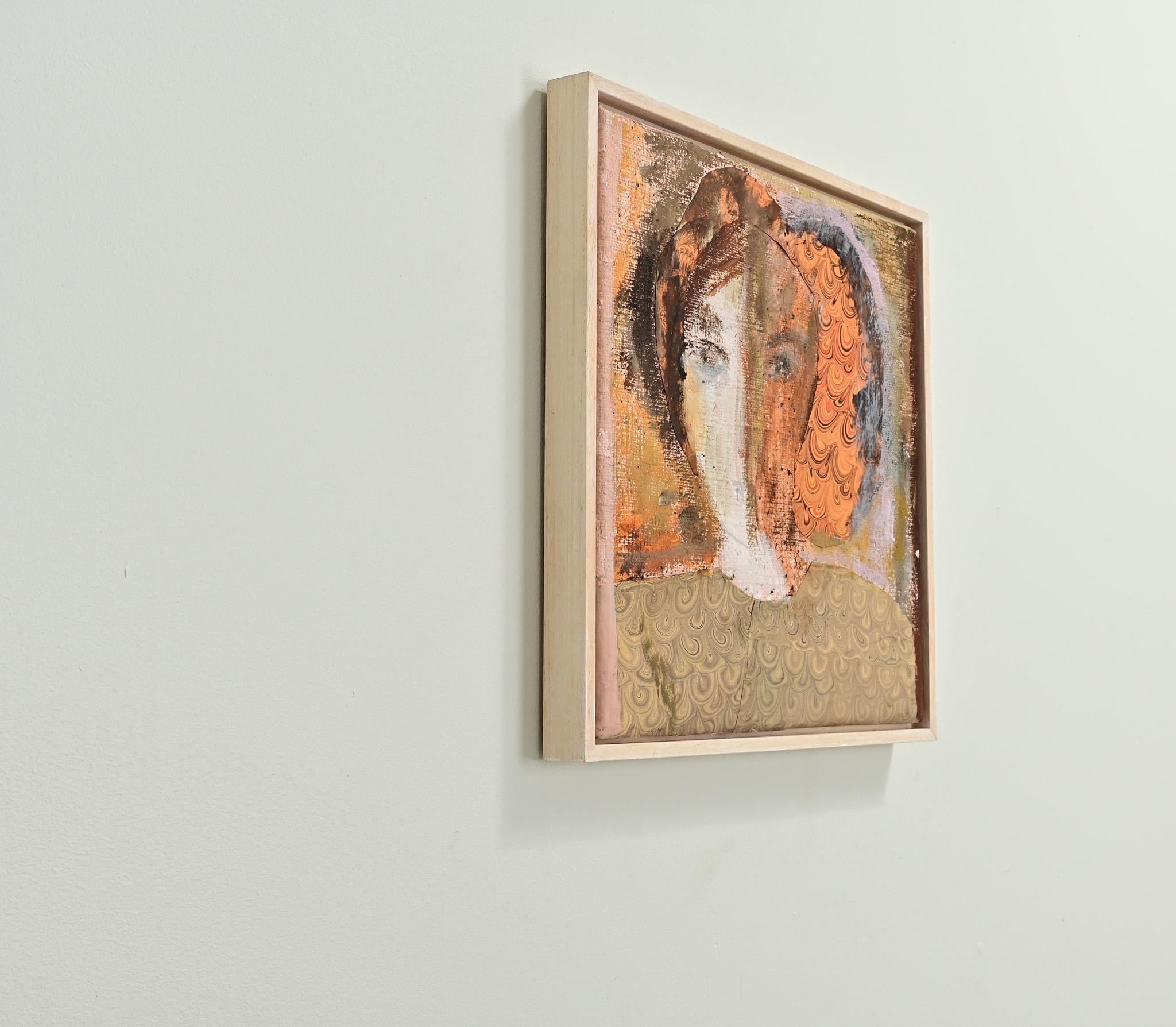 Mixed Media Painting of a Lady Face In Good Condition For Sale In Baton Rouge, LA