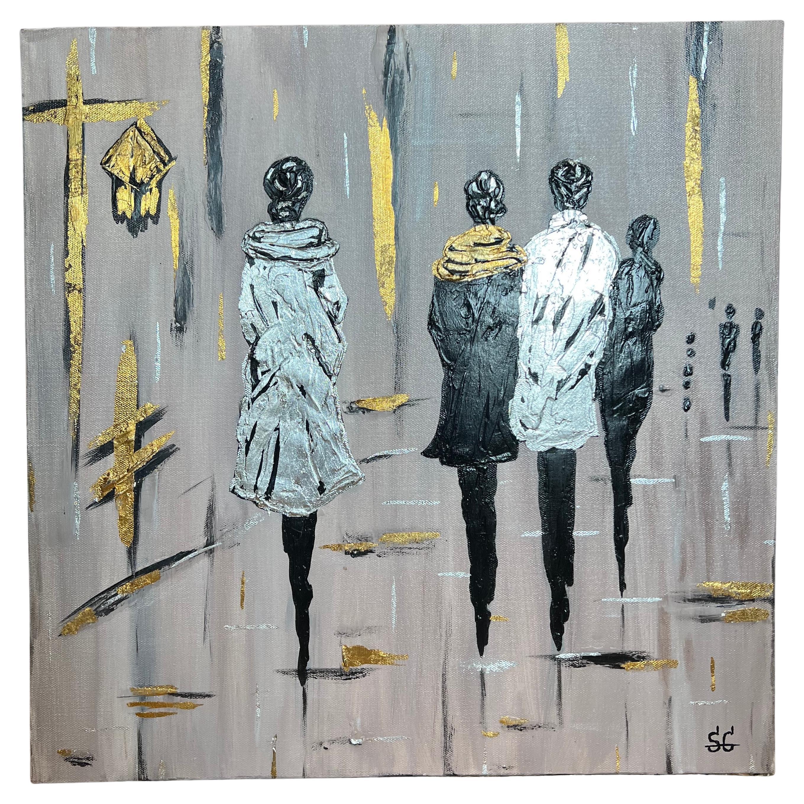 Mixed Media painting "Rain", 2023