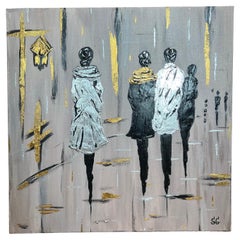 Mixed Media painting "Rain", 2023