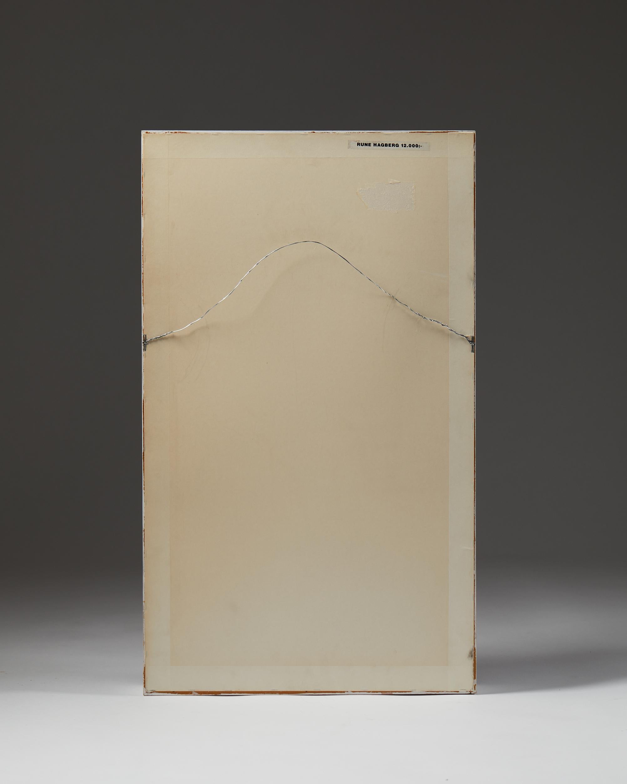 20ième siècle Peinture de supports mixtes, volutes dans une boîte encadrée conçue par Rune Hagberg en vente