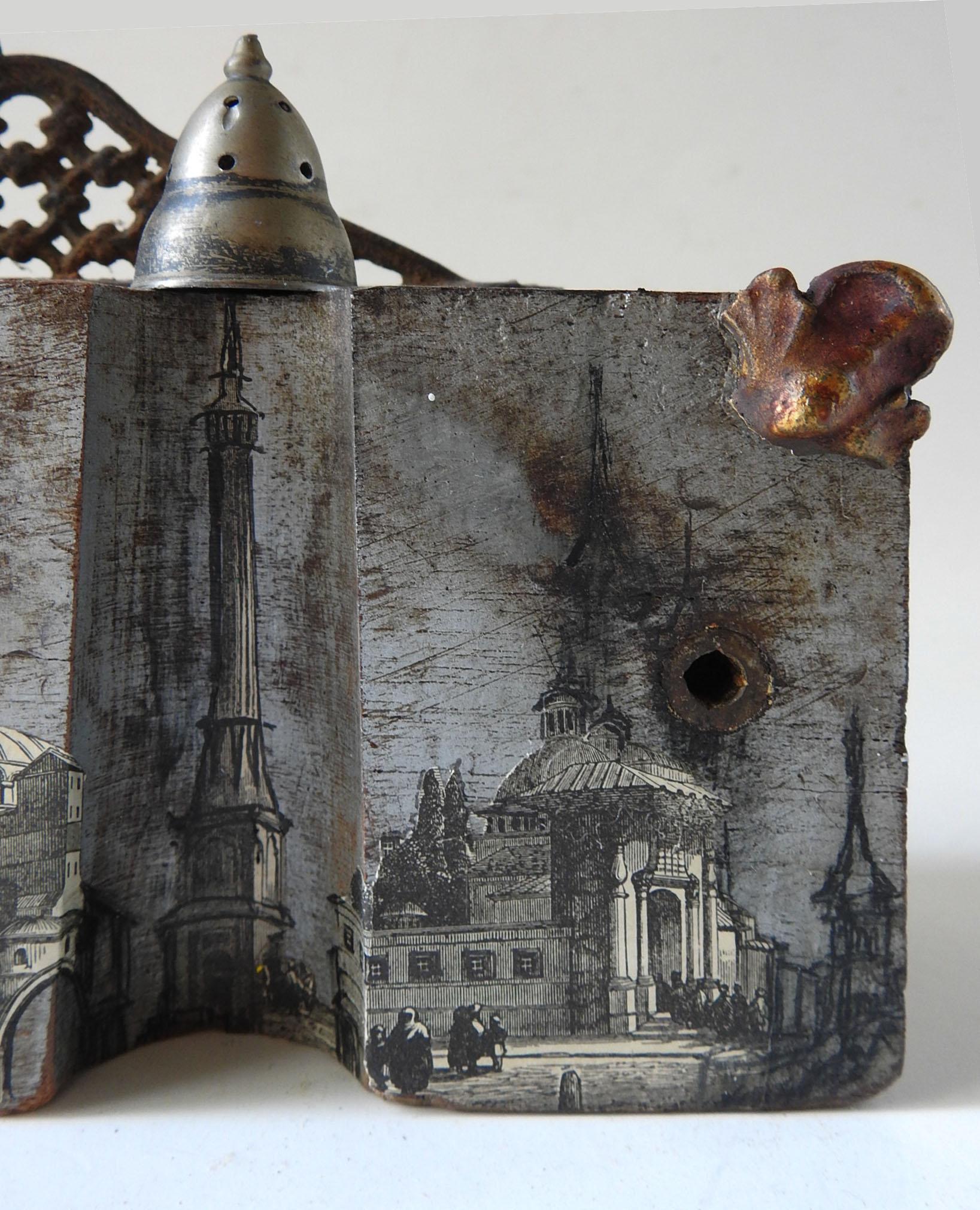 Hand-Crafted Mixed Media Sculpture Architectural Assemblage For Sale