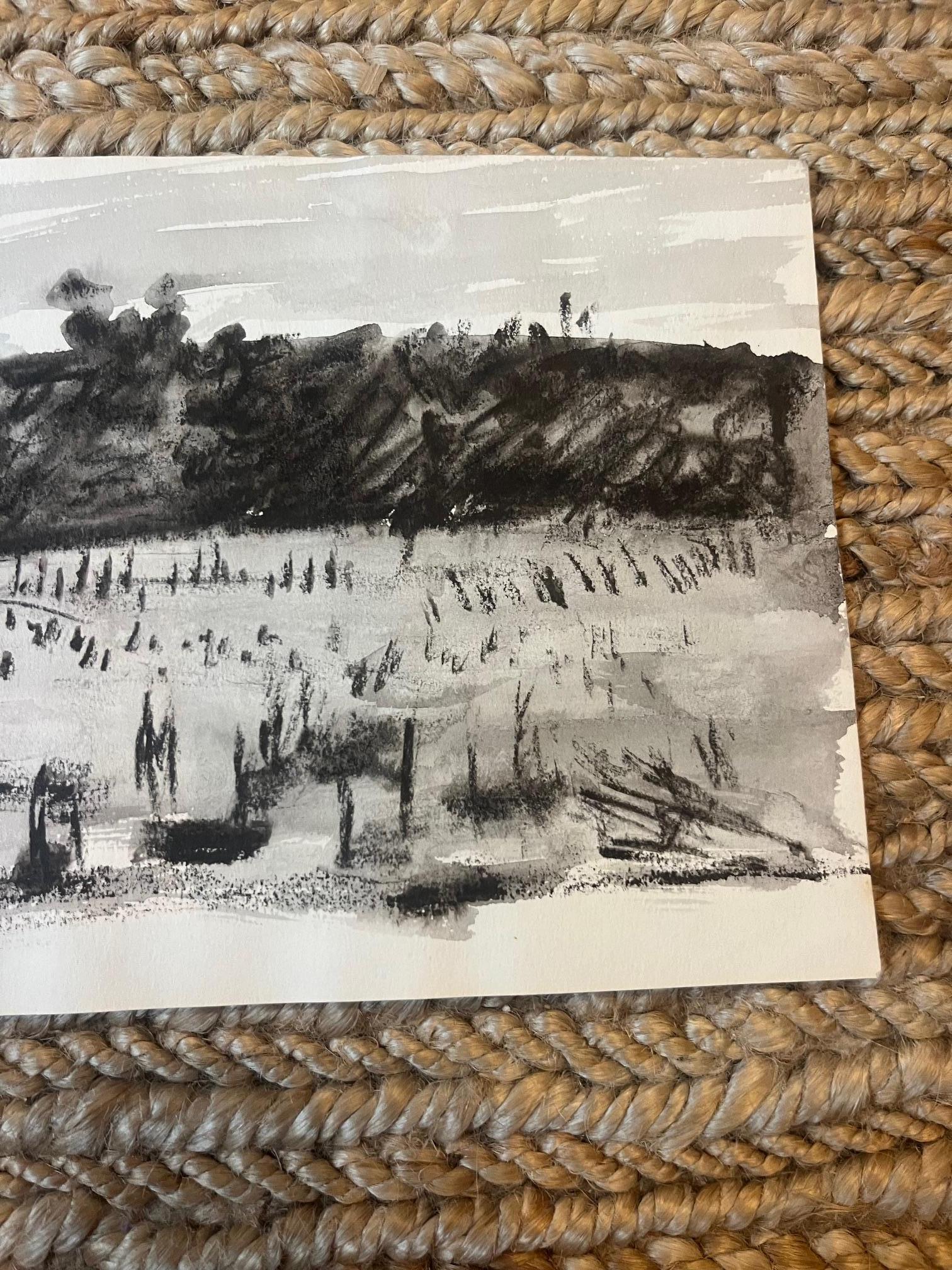 Nord-américain Sketch sur papier technique mixte en vente