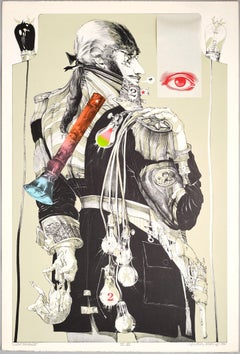 Collage surréaliste / Lithographie intitulée « Light Brigade » de Robert A. Nelson