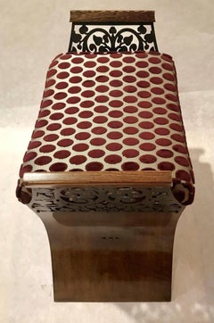 Mixed-Media Wood and Metal Bench
