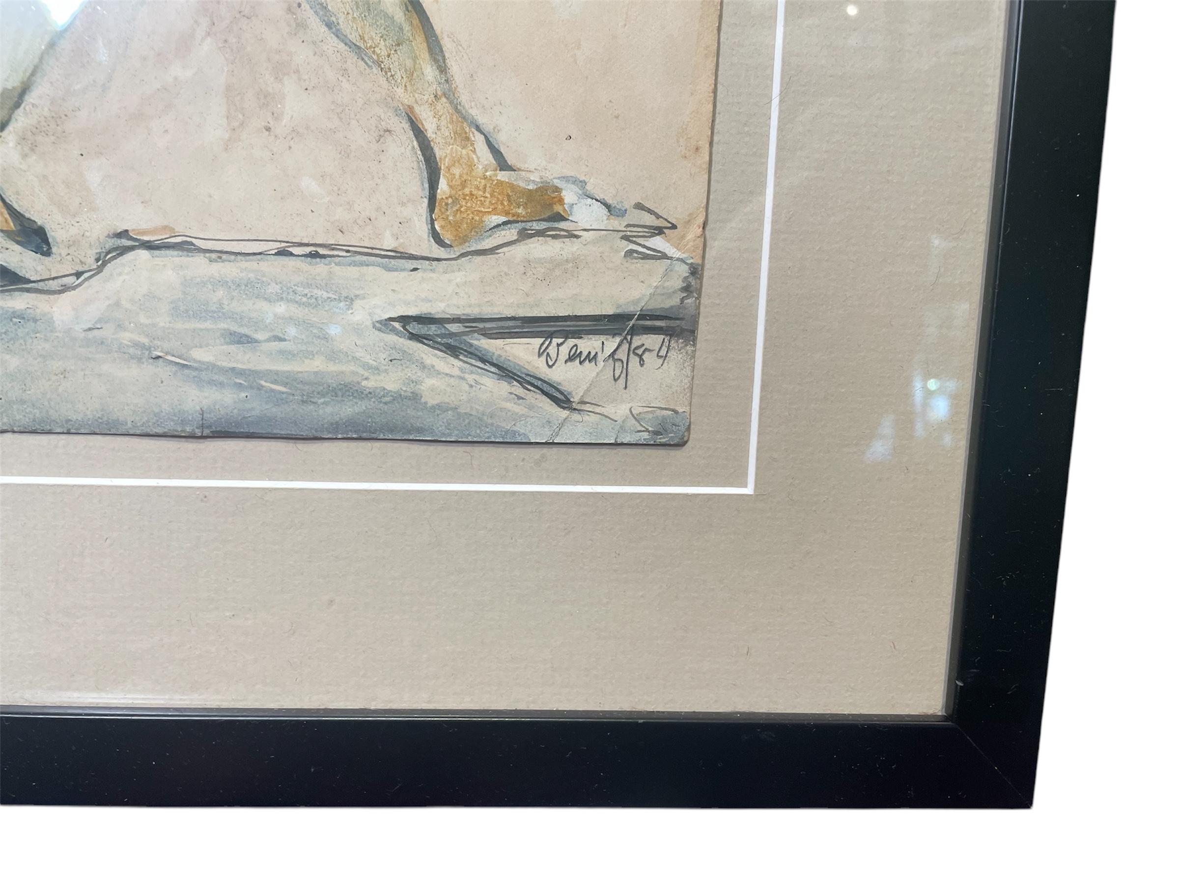 Hand-Painted Mixed Medium Modern Painting By Salvador Benitez For Sale