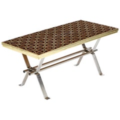 Mixed Metal and Tile Mosaic Vintage Coffee Table