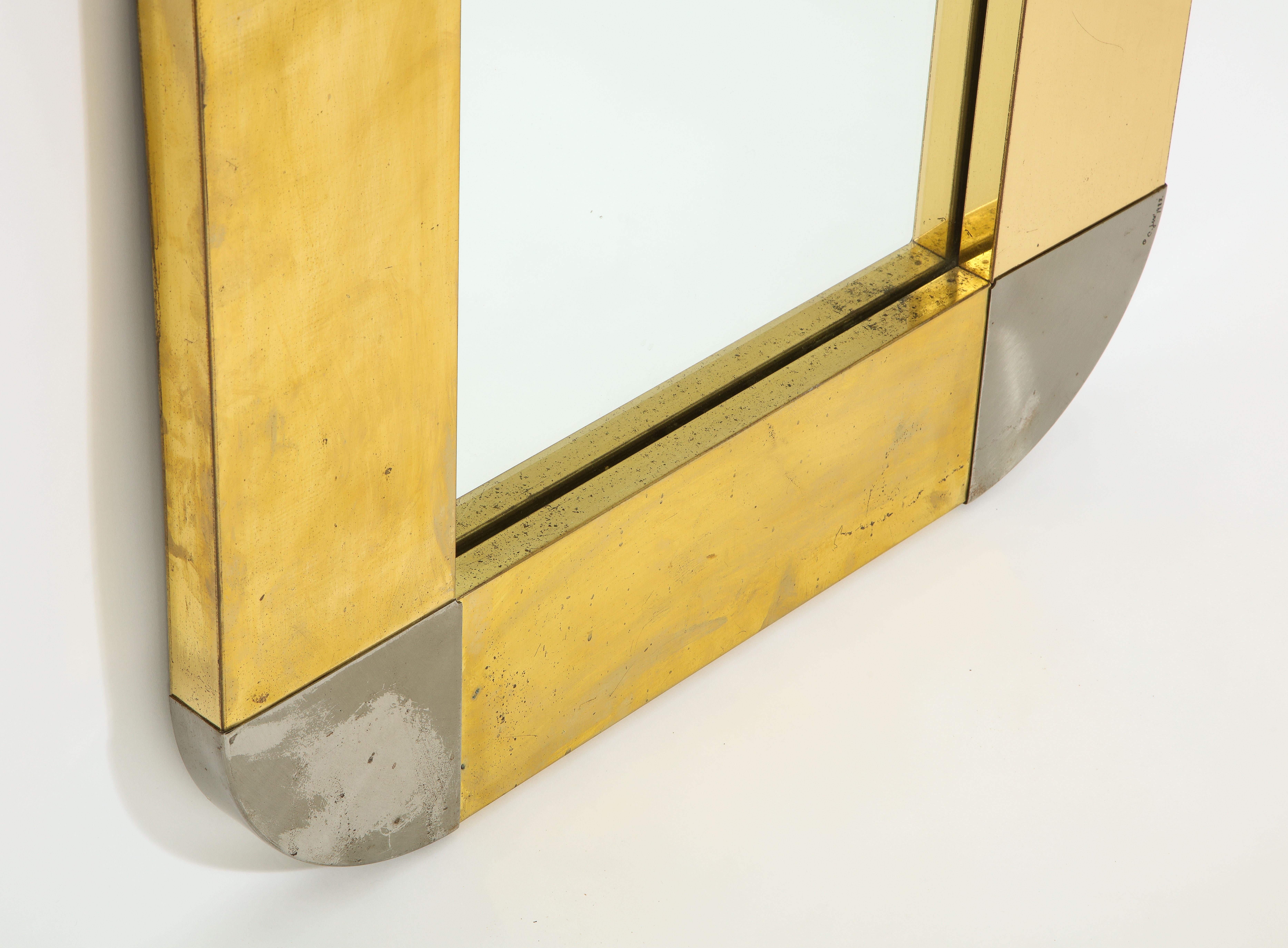 Miroir carré en métal mélangé et acier, C. Jere, États-Unis, années 1960 en vente 1