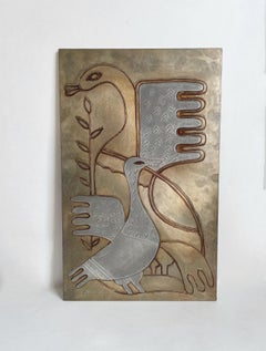 Mixed Metal Brutalist Bird Wall Hanging